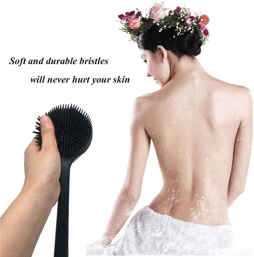 Cinlitek Silicone Body Scrubber, Long Handle Back Scrubber For Body, Shower Srush Back Brush Body Exfoliator