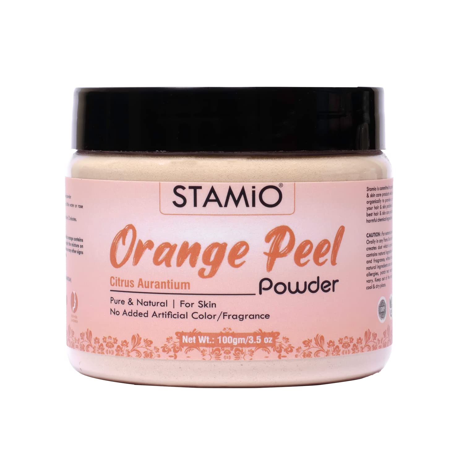 Stamio Orange Peel Powder 100 Gm For Face Pack, Skin Care, Mask, Wash, Acne, Pimples, Tanning, Cleansing | Natural Sun Dried San