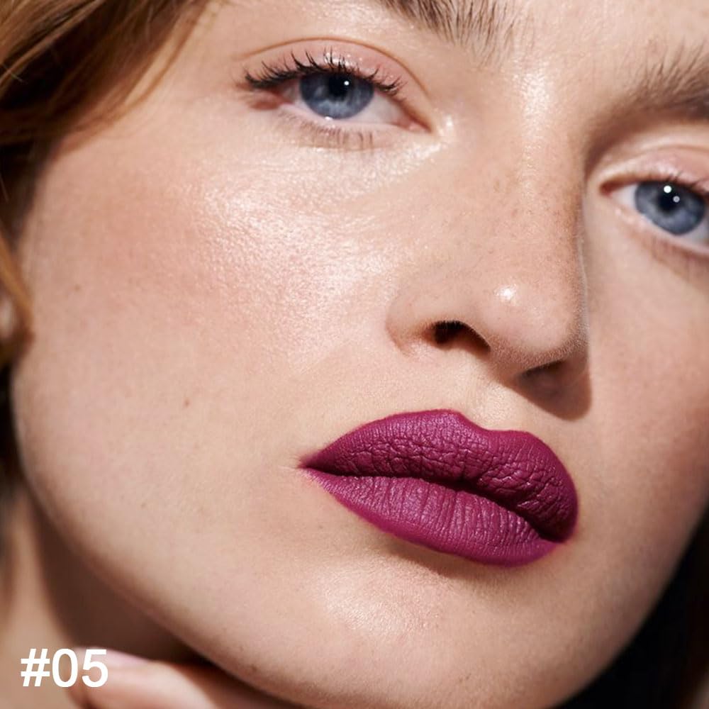 2 In 1 Plum Purple Matte Lip Liner & Lipstick Combination, Dnm Metallic Dual Ended Lipstick, Lip Liner, Lip Gloss, 24 Hour All D
