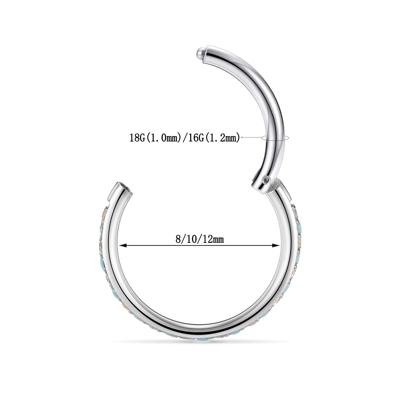 FUNLMO 16G Septum Jewelry 6mm Nose Septum Ring Cartilage Helix Tragus Earring Helix Piercing Jewelry Nose Ring Hoop Septum Click
