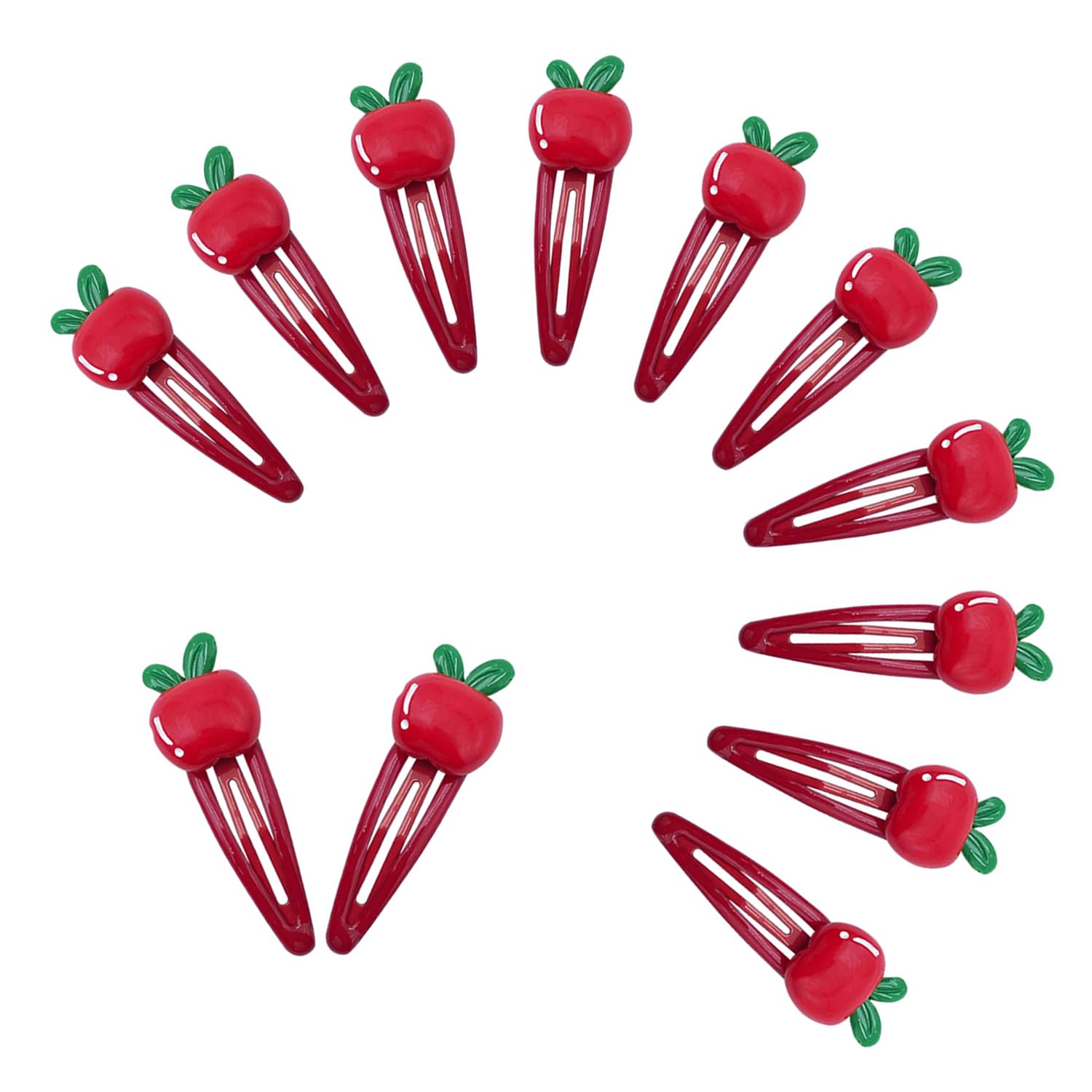 20Pcs Apple Snap Hair Clips Red Apple Hair Clips Apple Hair Barrettes Fruit Snap Hair Clips Fruit Snap Hair Accessories for Girl