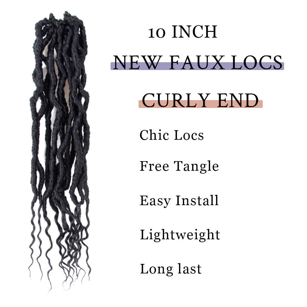 Bohobabe Faux Locs Crochet Hair 10 Inch, Boho Soft Crochet Locs With Curly Ends, Short Bohemian Goddess Locs Crochet Braids For