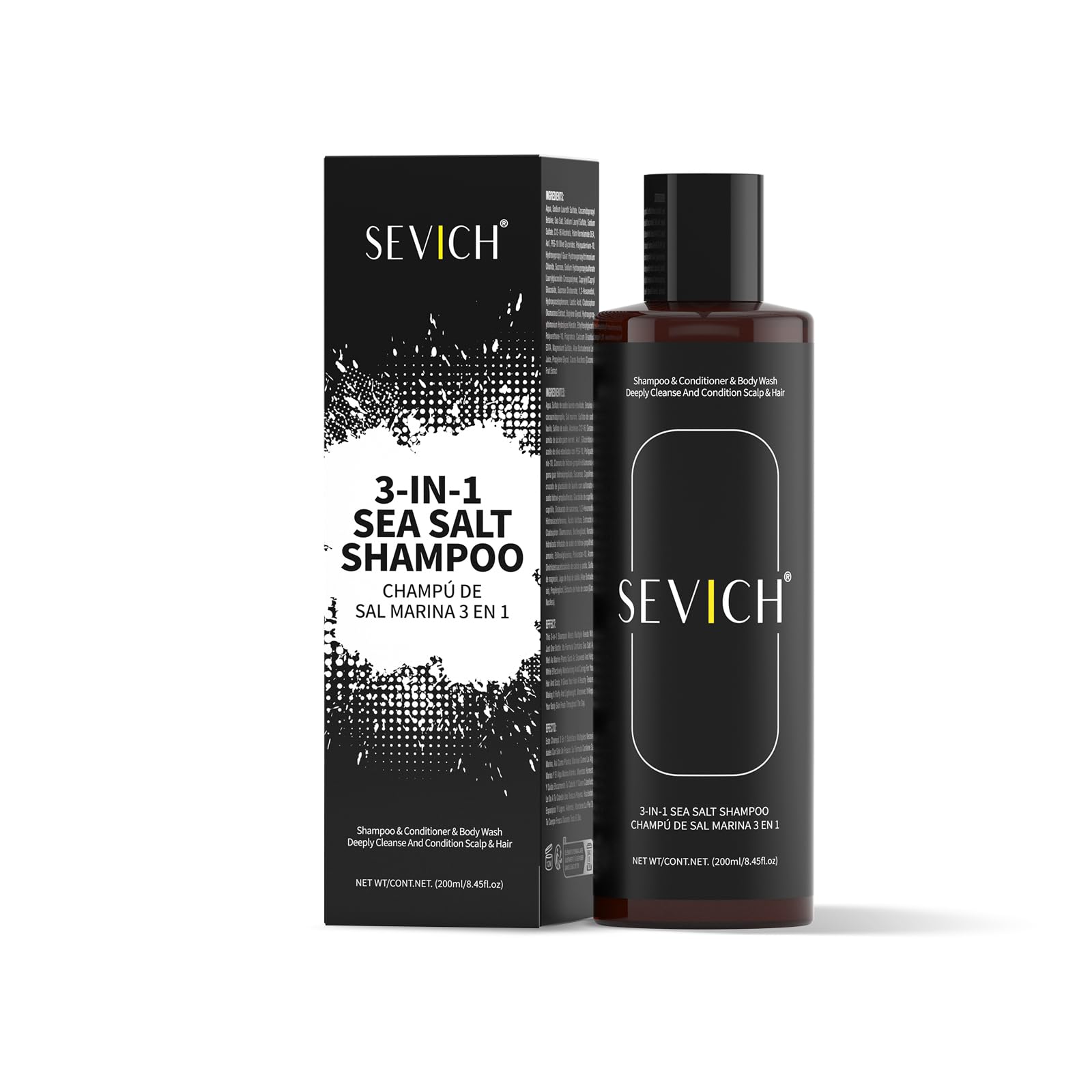 SEVICH Sea Salt Shampoo & Conditioner & Body Wash 3in1 for Beach and Swimming | Natural Deep Cleansing & Moisturizing | 200ml 