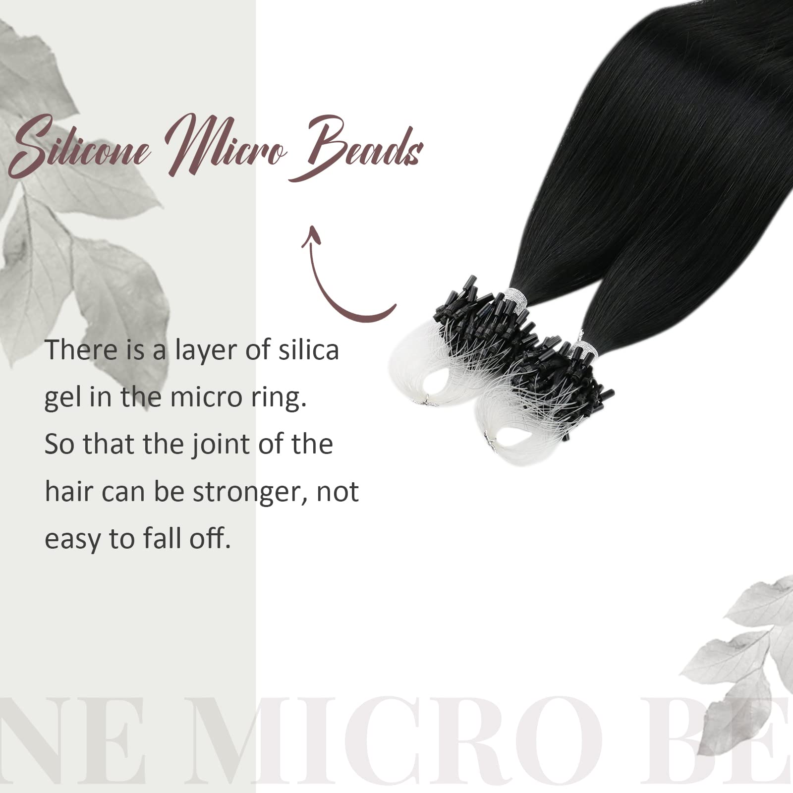 Moresoo Micro Beads Hair Extensions Human Hair 18 Inch Straight Hair Extensions Micro Links Real Black Human Hair Extensions 50G