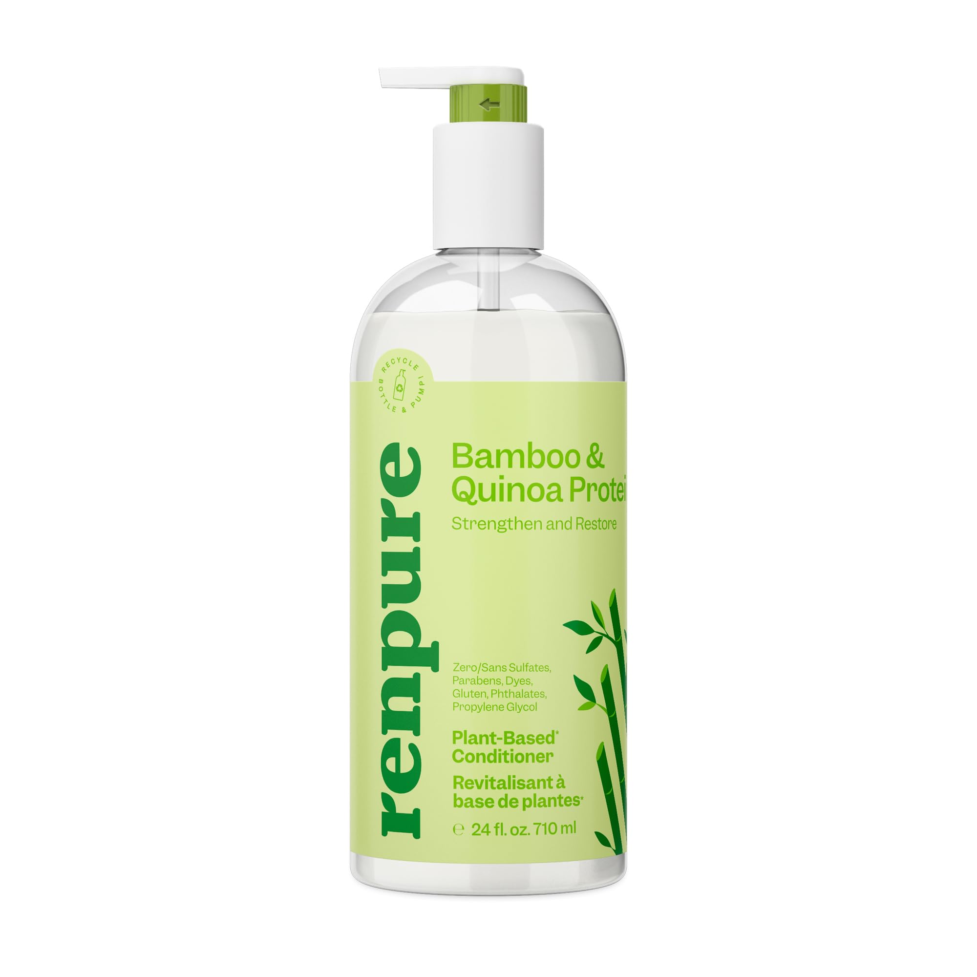 RENPURE Bamboo & Quinoa Conditioner, Plant-Based - Restores, Hydrates & Strengthens For Healthier Hair - For Weak, Dull & Damage