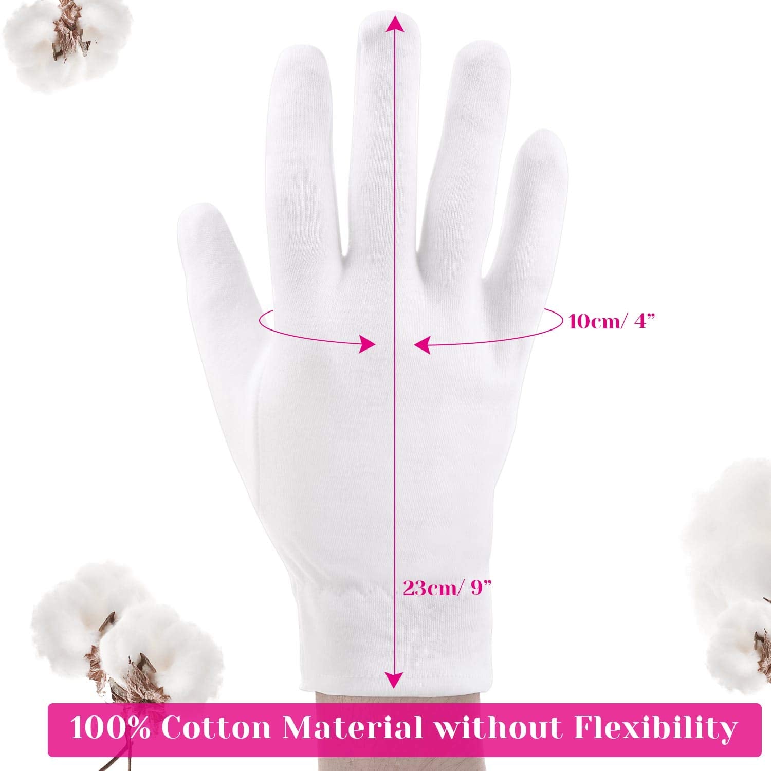 Moisturizing Gloves For Dry Hands Overnight, Selizo 3 Pairs 100 Percent White Cotton Gloves For Women Eczema, Hand Moisturizer S