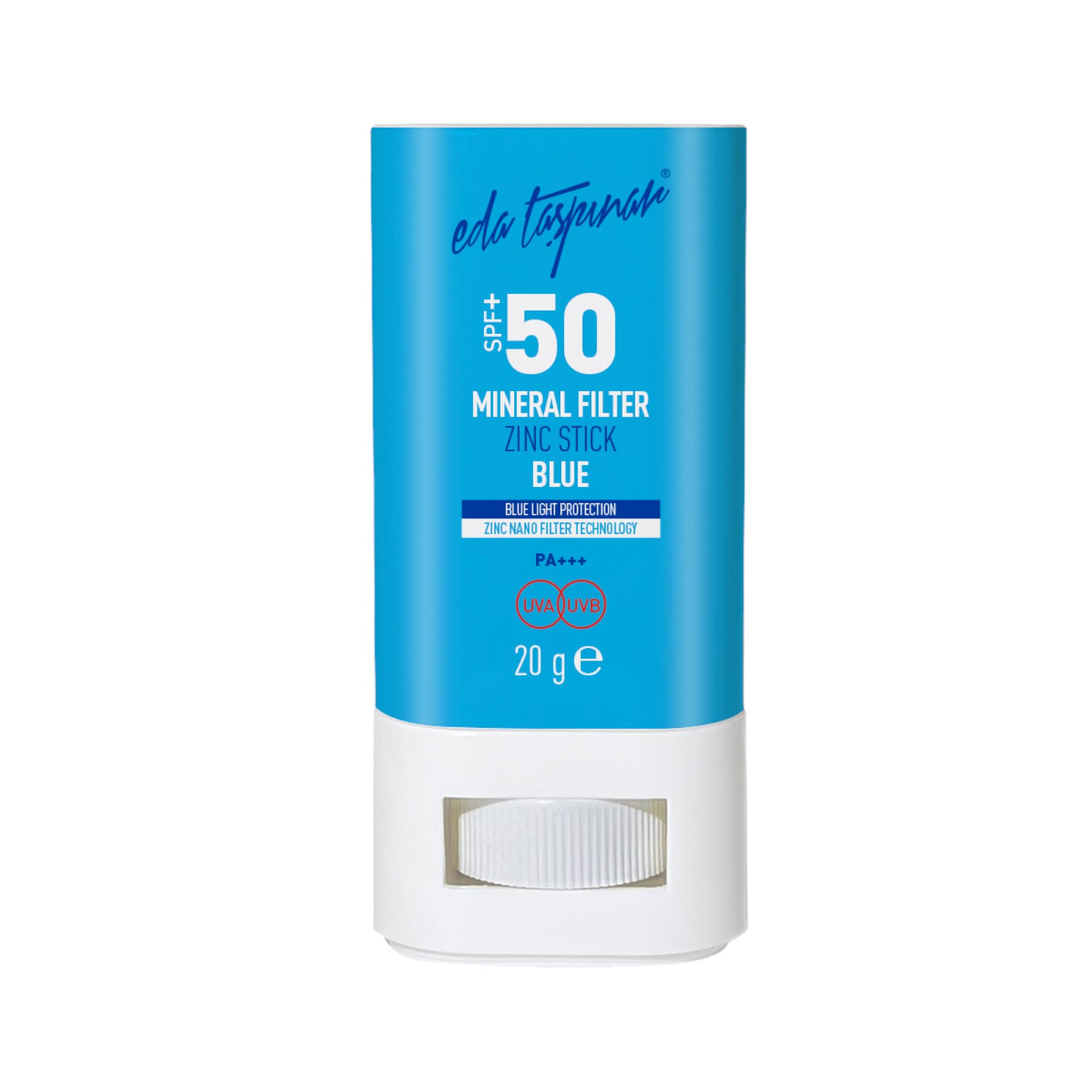 Eda Taspinar SPF 50+ Blue Zinc Oxide Stick, Nano Filter Technology, Broad-Spectrum Face Sunscreen, Pocket Size Easy to Carry (20