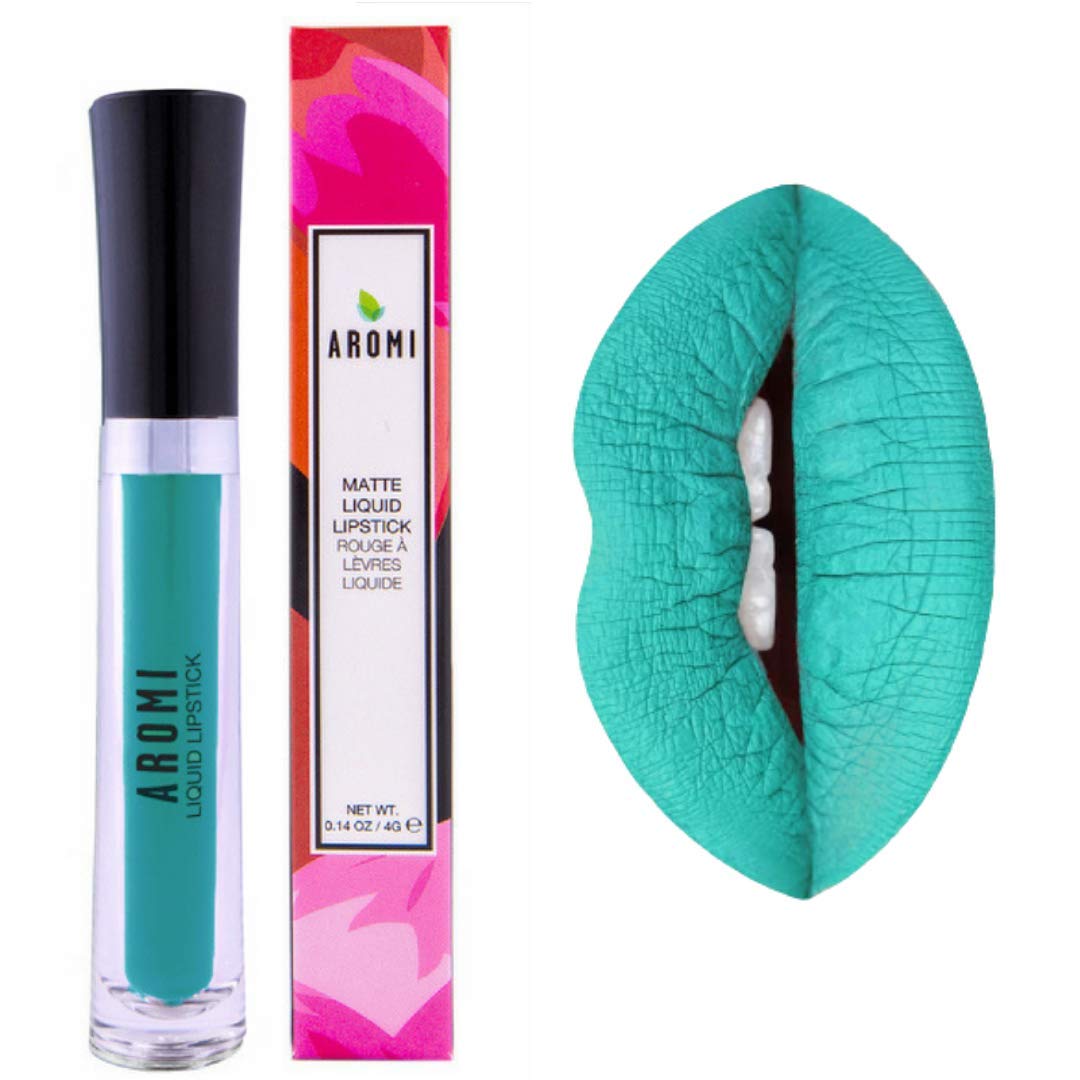 Aromi Sea Foam Matte Liquid Lipstick | Aqua, Aquamarine Lip Color, Blue Green, Smudge And Transfer Proof, Long-Lasting, Vegan, C