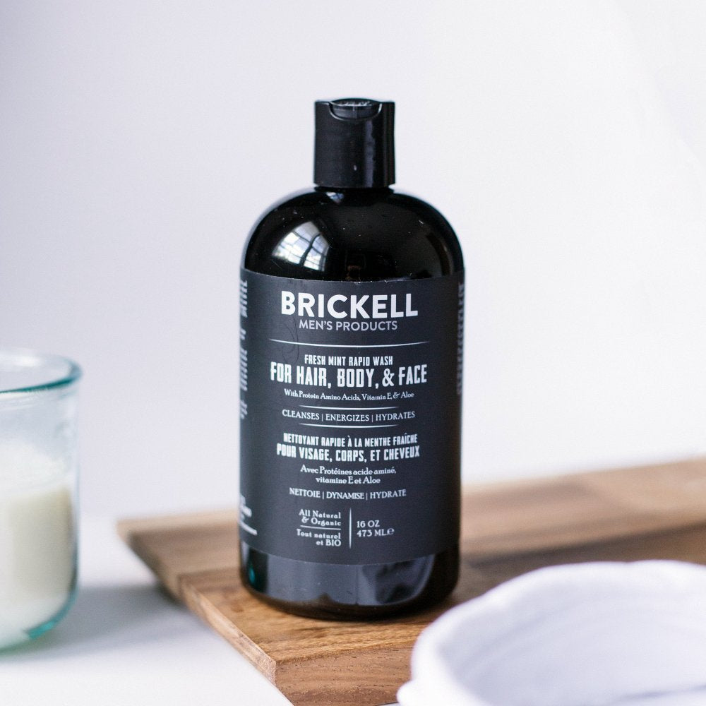 Brickell Men'S Rapid Wash, Natural And Organic 3 In 1 Body Wash Gel For Men, 16 Ounce, Fresh Mint Scent