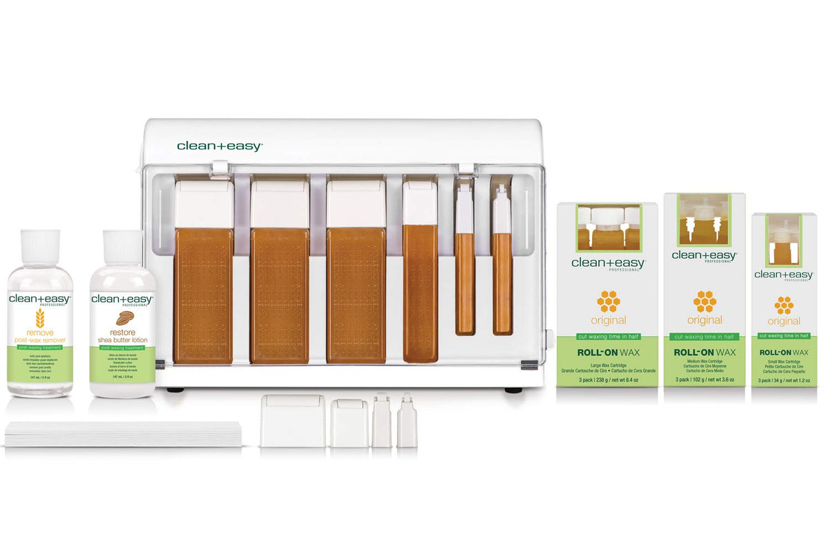 Clean + Easy    Waxing Spa Basic Kit (120V), Top Pick Complete Face And Body Hair Removal Essentials For A Smooth, Flawless, Hai
