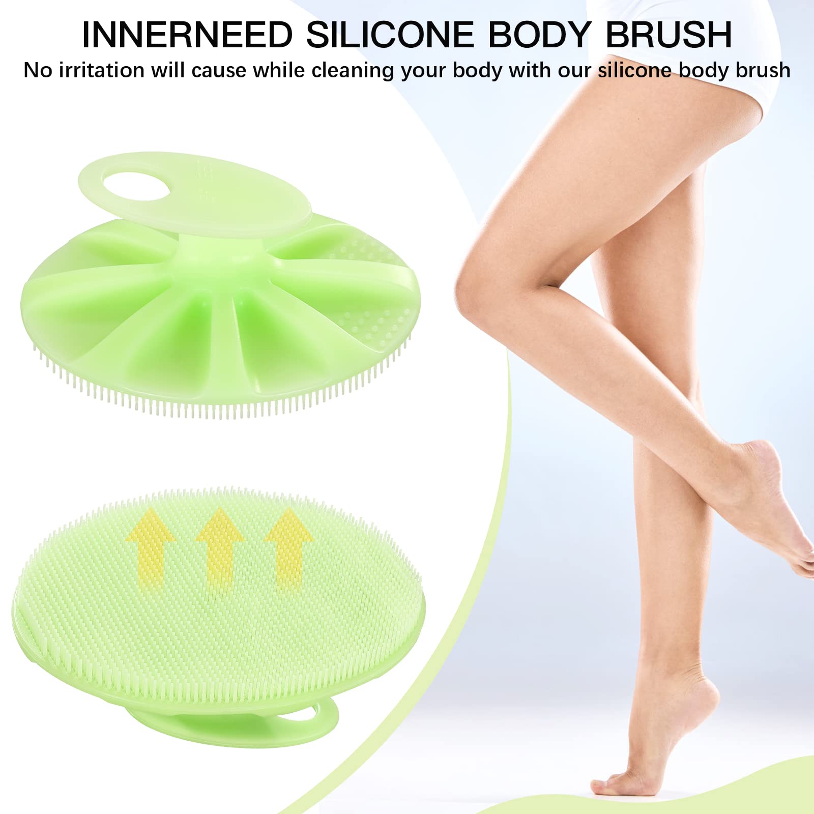 Innerneed Food-Grade Soft Silicone Body Cleansing Brush Shower Scrubber, Gentle Exfoliating And Massage For All Kinds Of Skin (G
