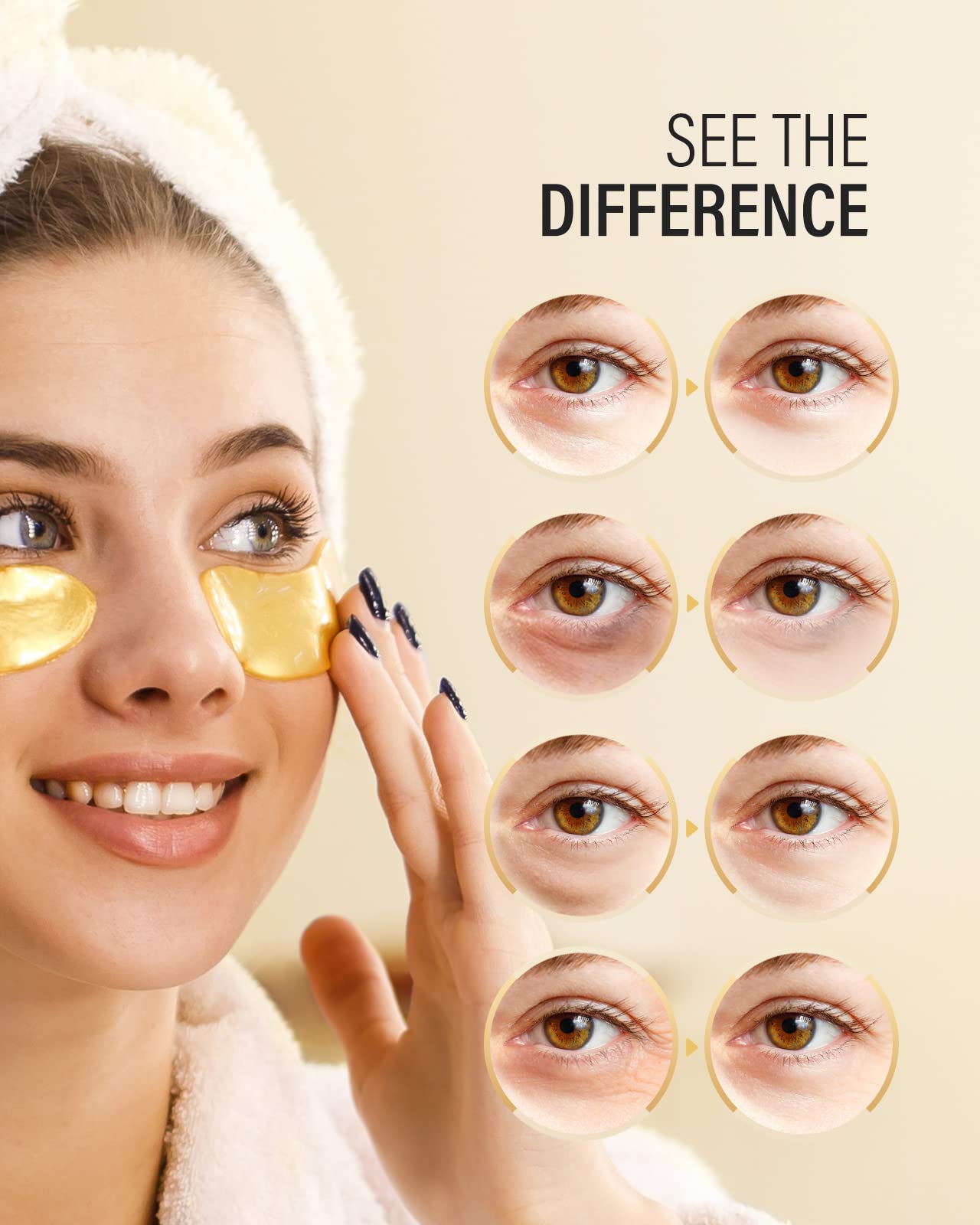Maskiss 24K Gold Under Eye Patches (15 Pairs), Eye Mask, Collagen Skin Care Products, Eye Patches For Puffy Eyes, Eye Masks For