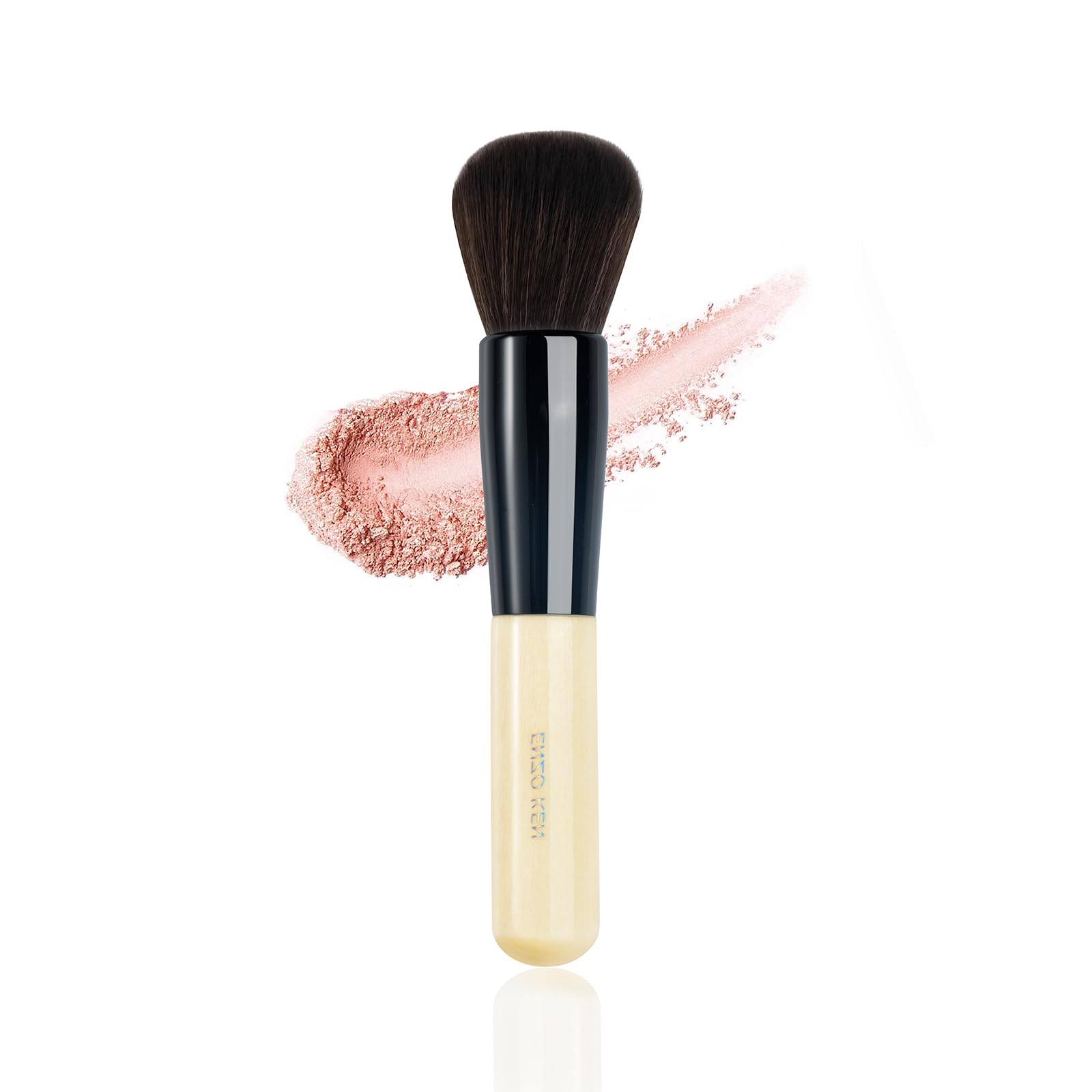 ENZO KEN Natural Black Goat Hair Kabuki Powder Brush, Natural Hair Blush Brush & Contour Brush, Natural Face Powder Brush, Natur