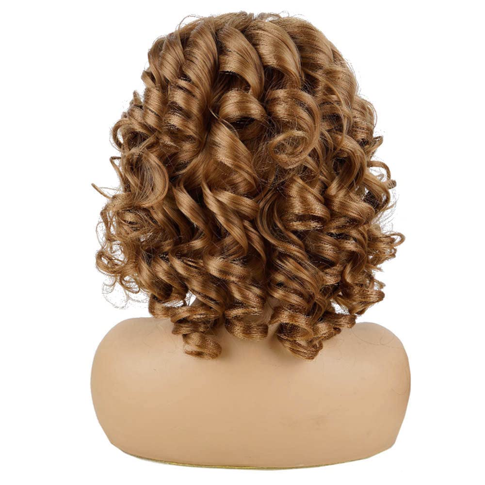 Aidusa Afro Curly Wigs With Bangs Big Blonde Wigs For Black Women Light Brown Short Wigs Black Synthetic Hair Natural Wigs (#30