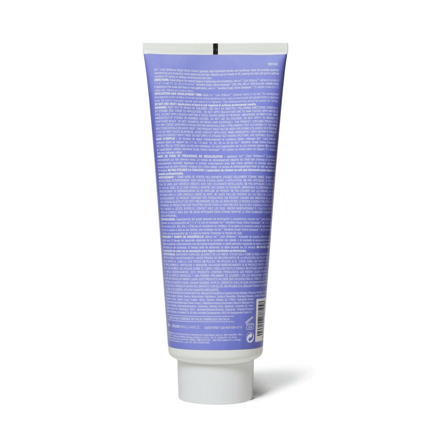 Ion Bright White Creme Lightener, Cream Hair Bleach, Lifts Up To 8 Levels, For All Hair Types, Contains Hydrolyzed Keratin, 15.9