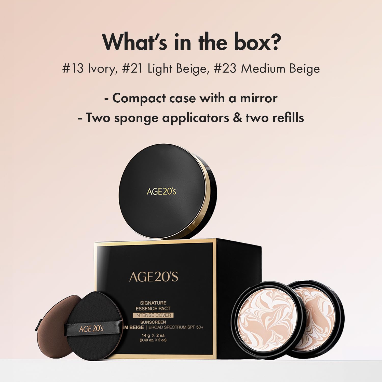 Age 20'S Signature Intense Sunscreen Spf 50+ Foundation, Natural Coverage, Cushion Korean Makeup, 71% Essence Natural Dewy Finis