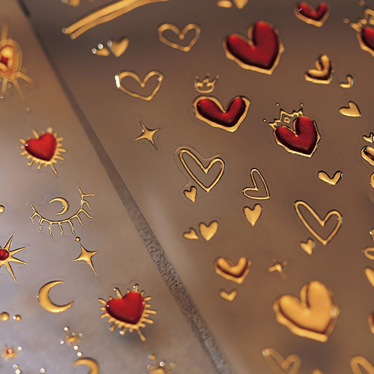 Valentine'S Day 5D Embossed Nail Art Stickers Gold Heart Nail Decals Self Adhesive Bronzing Star Moon Nail Stickers Valentines P