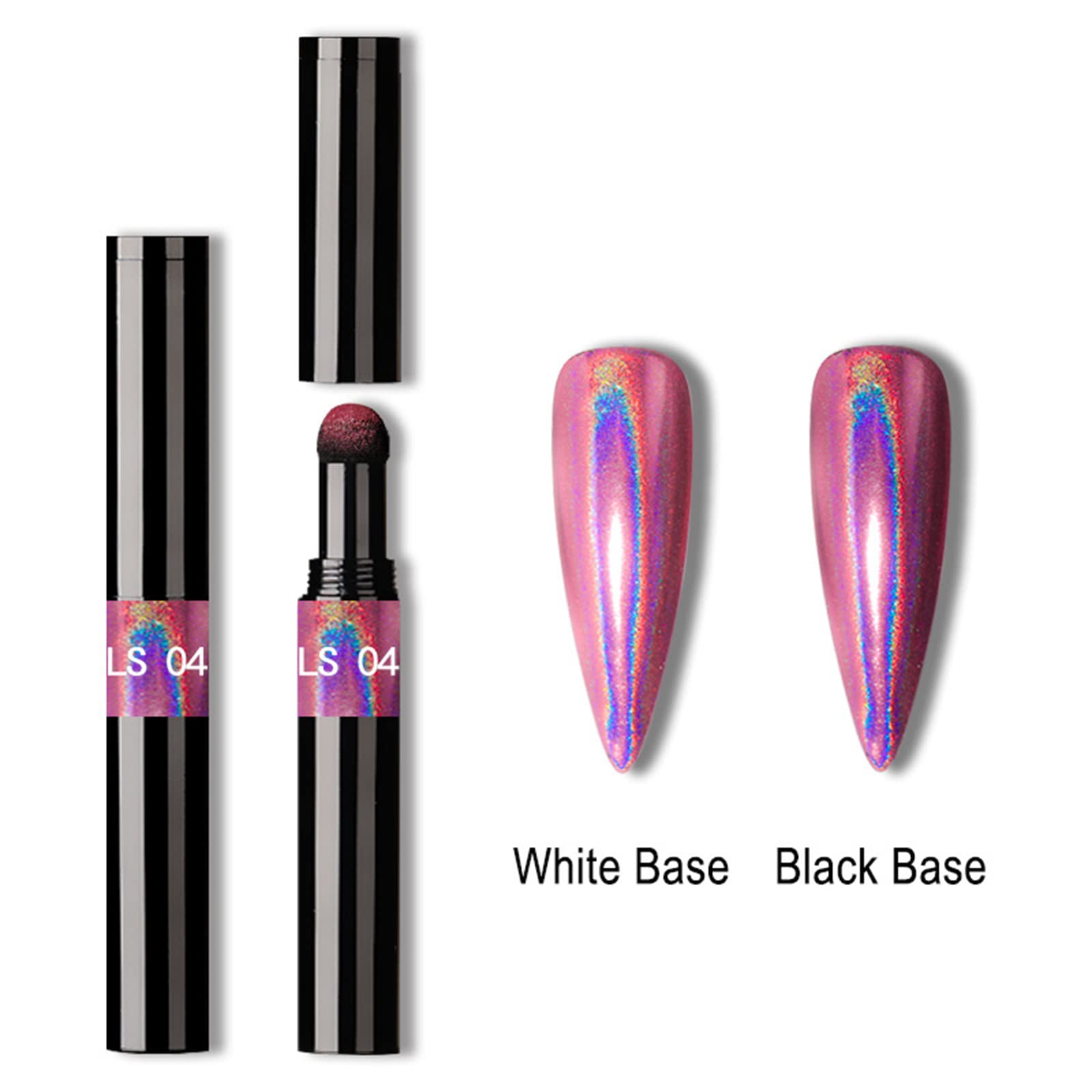 Roseflower 6 Pcs Chrome Nail Powder Pen Air Cushion Pen Glitter Holographic Chrome Nail Powder Pen Nail Art Pens Mirror Effect G