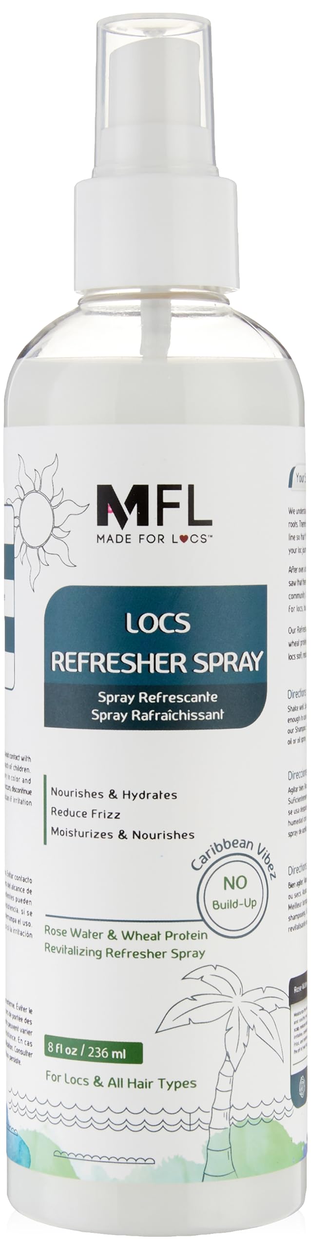 Made For Locs Vegan Rose Water Refresher Spray | Locs Moisturizer | Locs Deodorizer | Amazing Scents (Caribbean Vibez, 8 Oz)