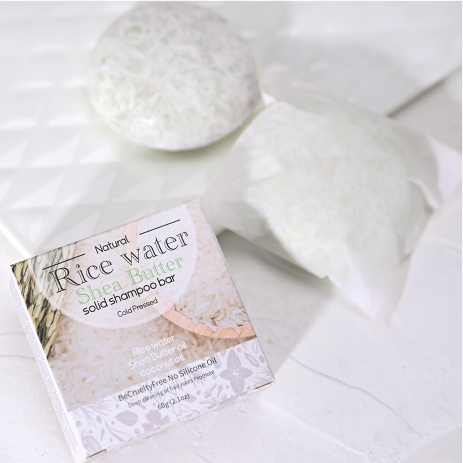 2Pcs Rice Water Shampoo Bar For Hair Growth, Protein Shampoo Bar Bulk, Root White Coverage Hair Darkening Shampoo, Volumizing An