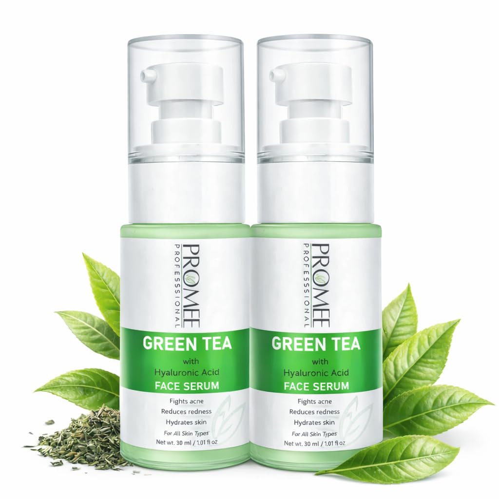 Promee Green Tea Face Serum With Hyaluronic Acid Antioxidant Hydrating Oil Control Formula Pack Of 2  30 Ml