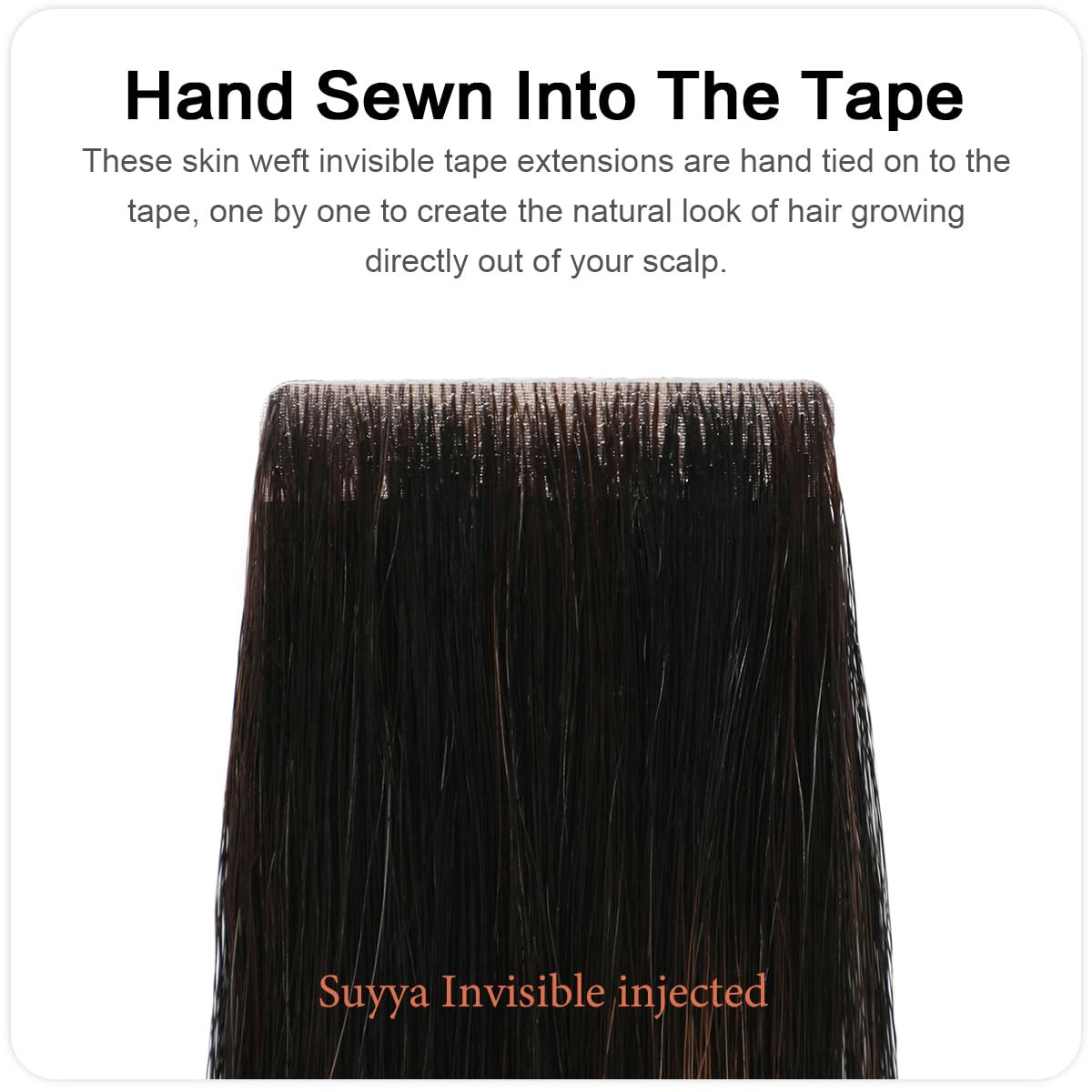 Suyya Invisible Tape In Hair Extensions Human Hair Seamless Injected Hand-Tied Pro Virgin Human Hair Tape Ins Balayage Natural B