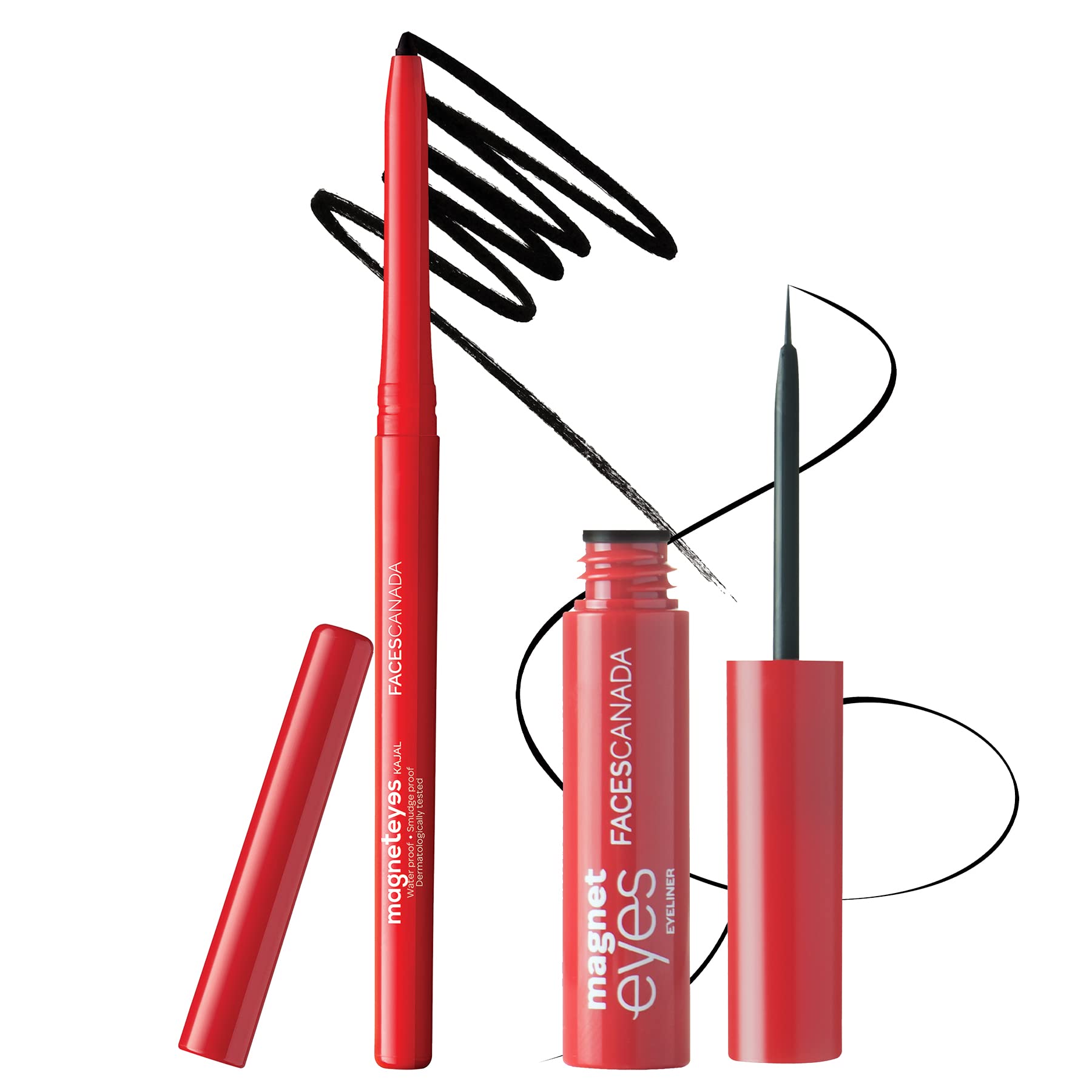 Facescanada Magneteyes Eyeliner Gel Black 01 3.5 Ml (Black) And Faces Magnet Eyes Kajal, 0.35G  Matte Finish