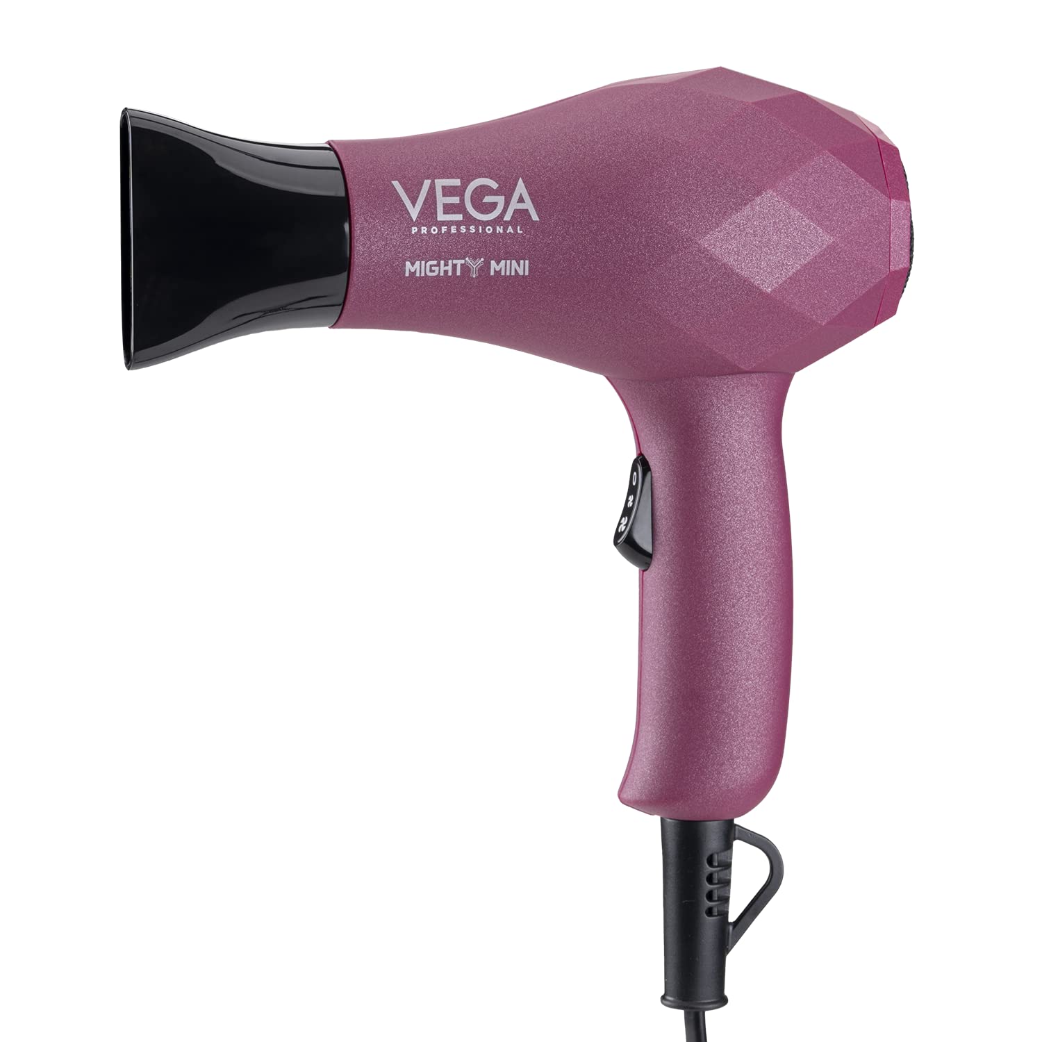 Vega Professional Mighty Mini 10001200W Hair Dryer For Men & Women With 2 Heat/Speed Settings And Tourmaline Technology, Burgun