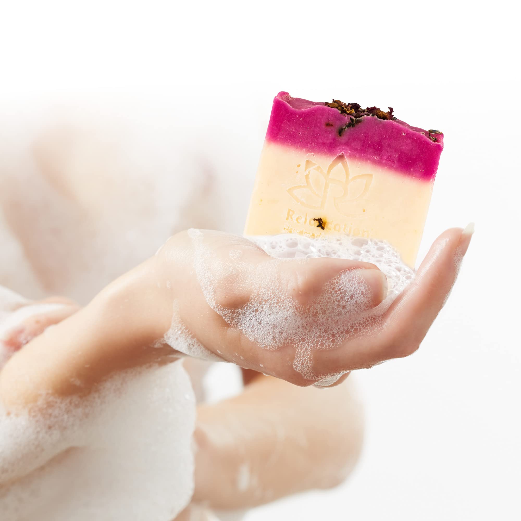 Relaxcation Rose Natural Soap Bar Gentle And Luxuries Soap With Fresh Rose Water, Kaolin Clay, Moisturizing Coconut Oil - Gentle