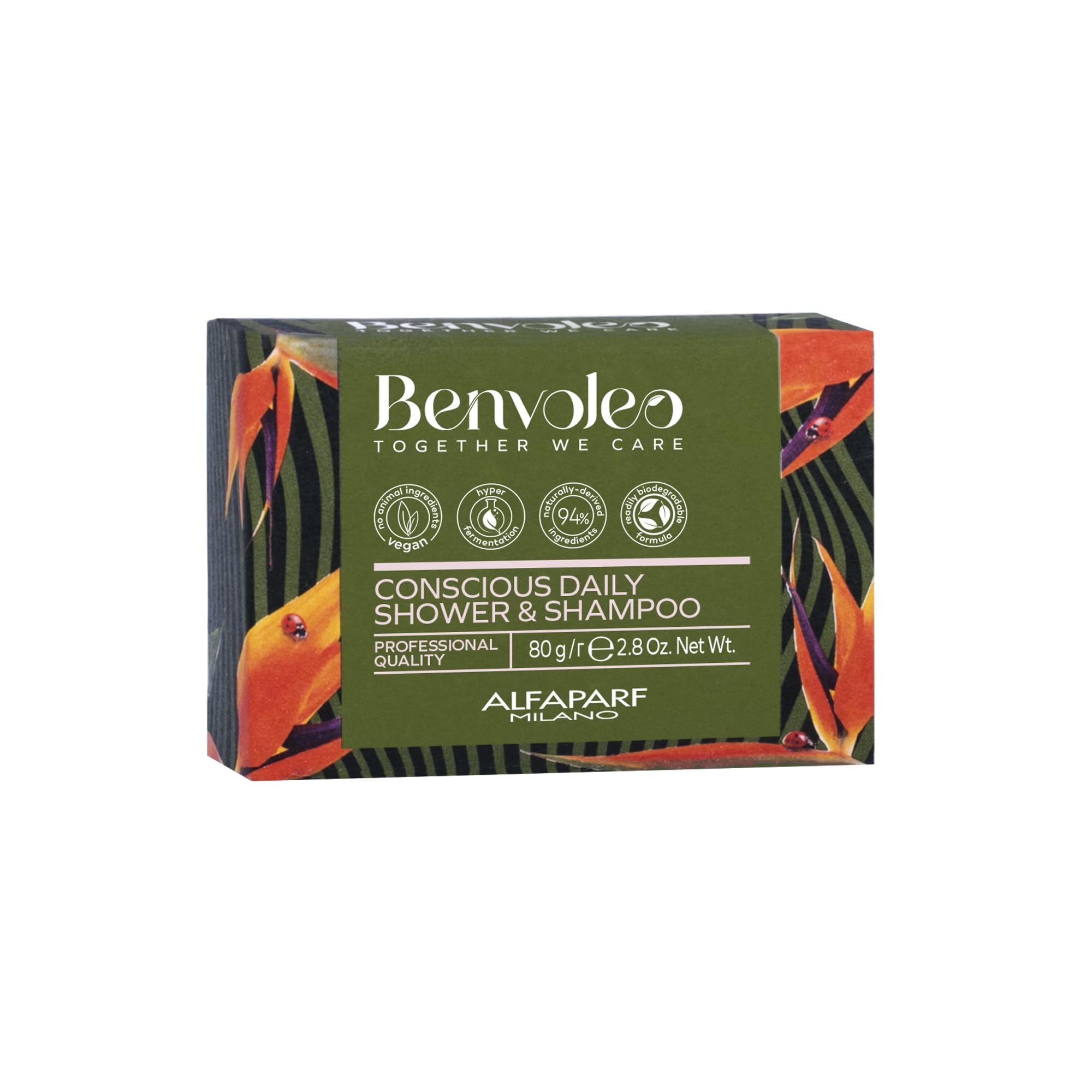 Alfaparf Milano Benvoleo Conscious Daily Shower and Shampoo Bar for All Hair Types - Clean, Vegan, Sustainable Hair Care - 3 in 