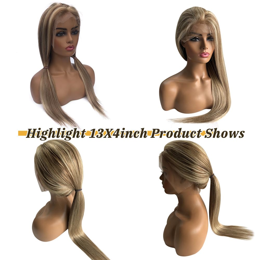 Highlights Transparent Hd Lace Front Wig Human Hair Straight Honey Blonde Ombre Upgrade 4X4 Lace Front Wig Human Hair Pre Plucke