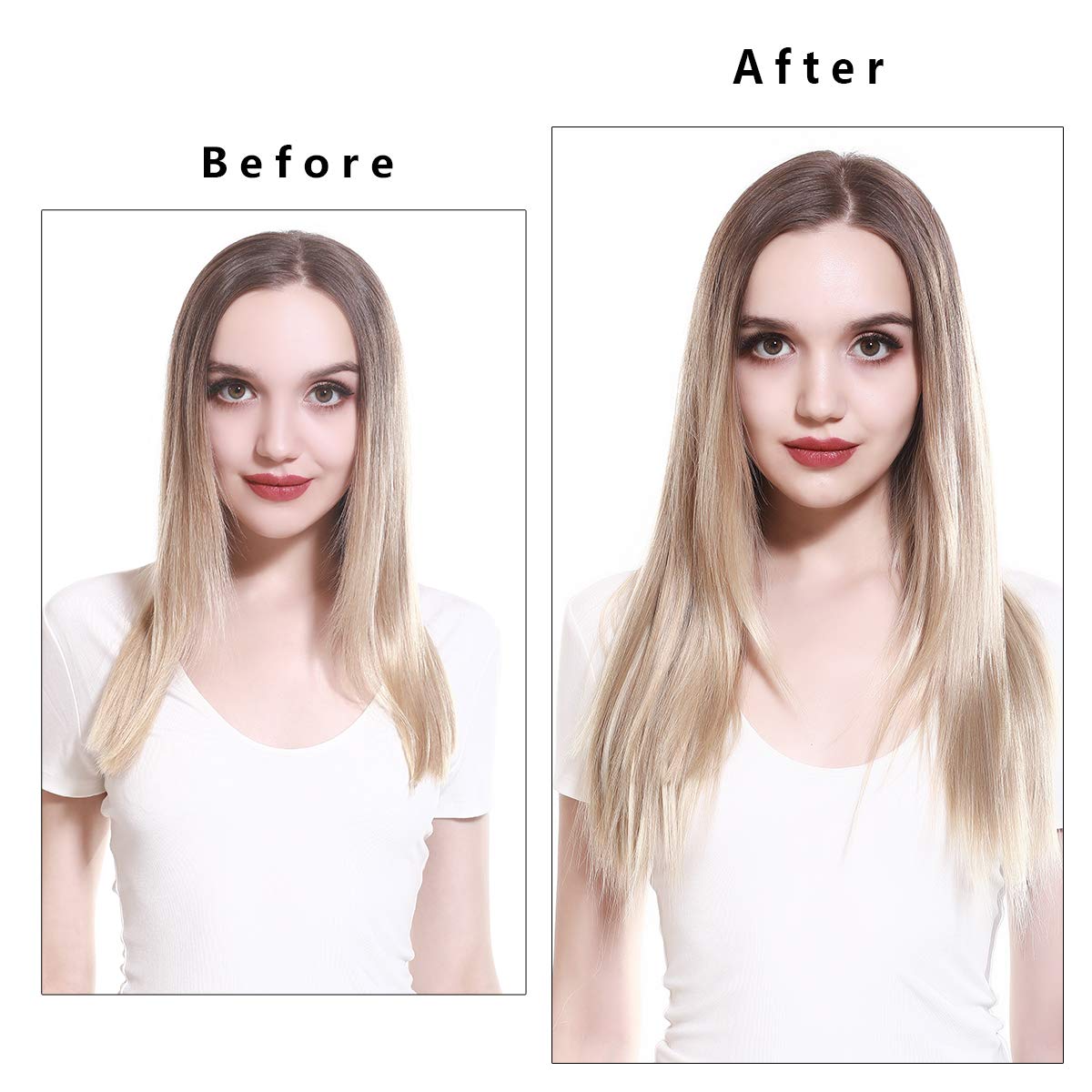 Sarla Black Brown Invisible Wire Hair Extensions Long Straight Synthetic Hairpieces 18 Inch For Women Adjustable Transparent Hea