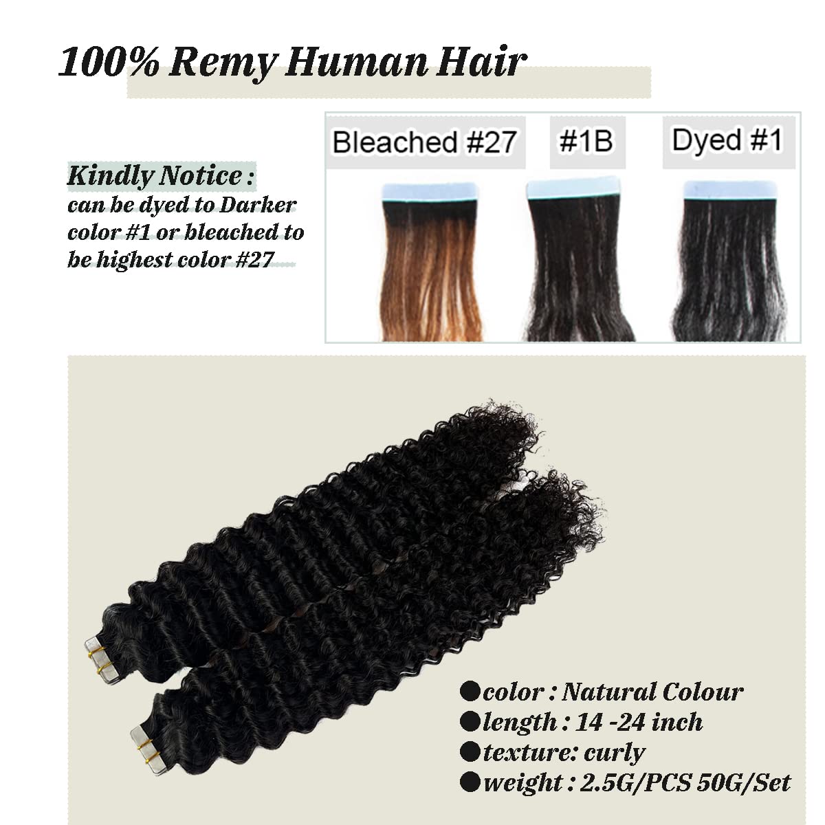 Tape In Curly Wave Human Hair Extensions For Black Women 14Inch Curly Tape Hair Extensions 100% Remy Human Hair Tape Ins Bouncy