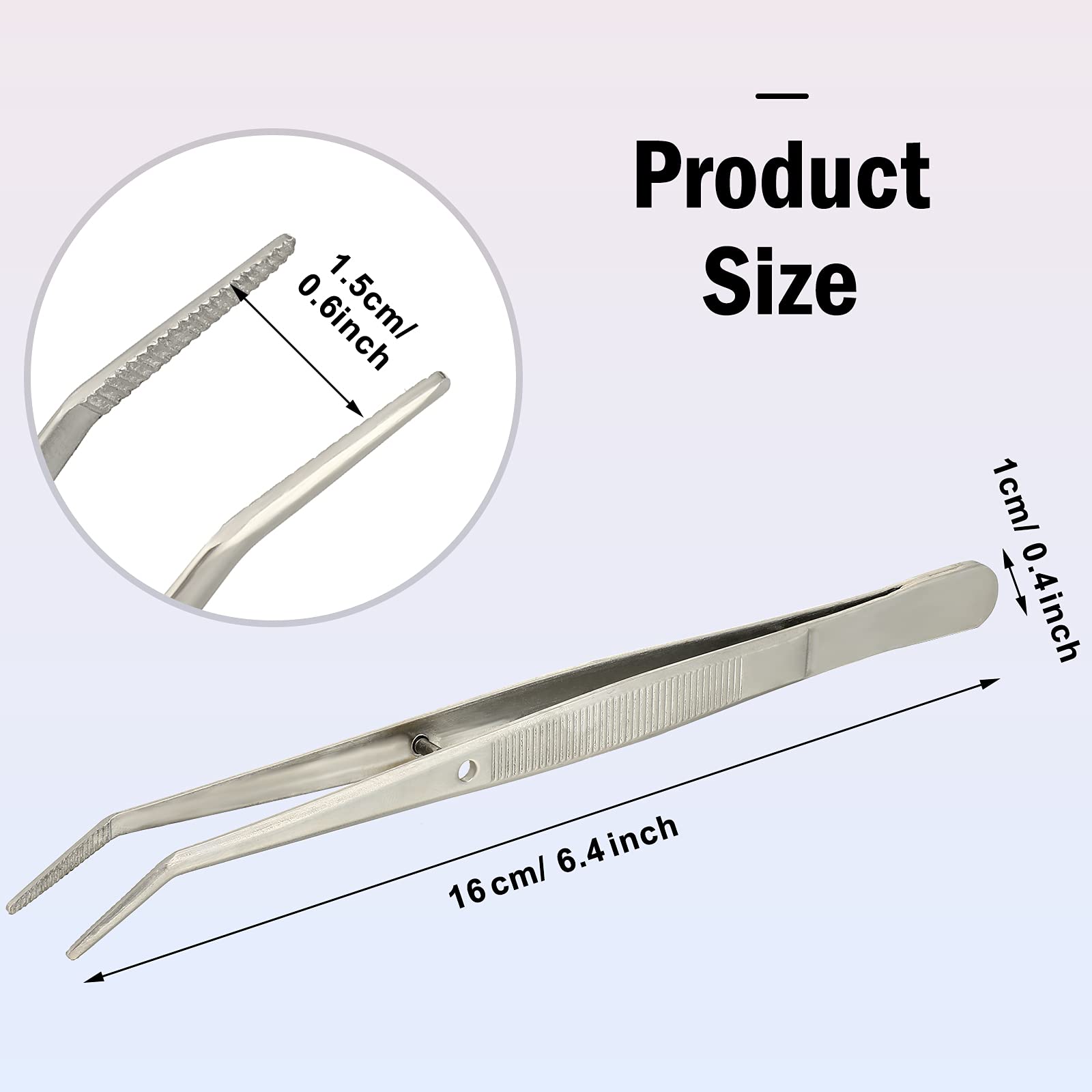 Stainless Steel Tweezers With Curved Serrated Tip Multipurpose Tweezers Sewing Machine Tweezers Forceps Tweezers For Craft, Silv