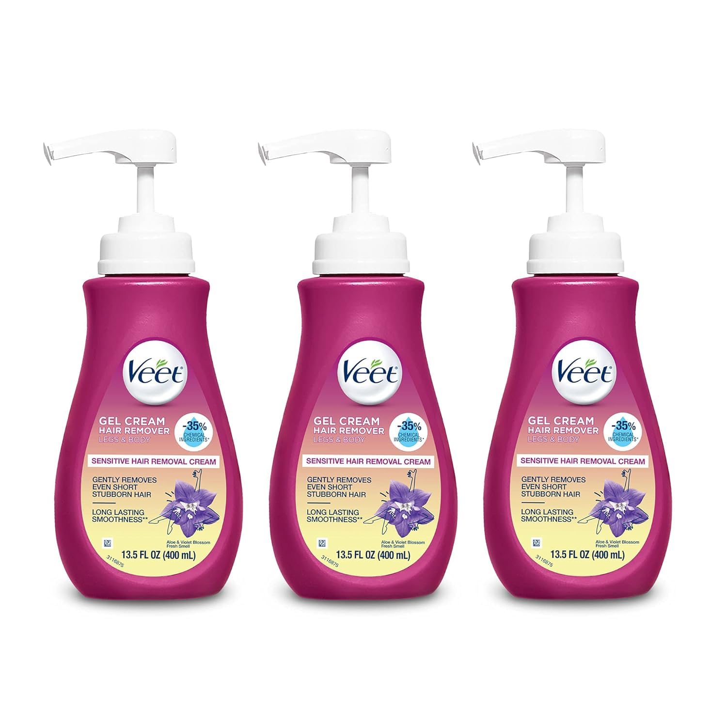 Veet Gel Hair Remover Cream, Sensitive Formula, 13.5 Oz (Pack Of 3)
