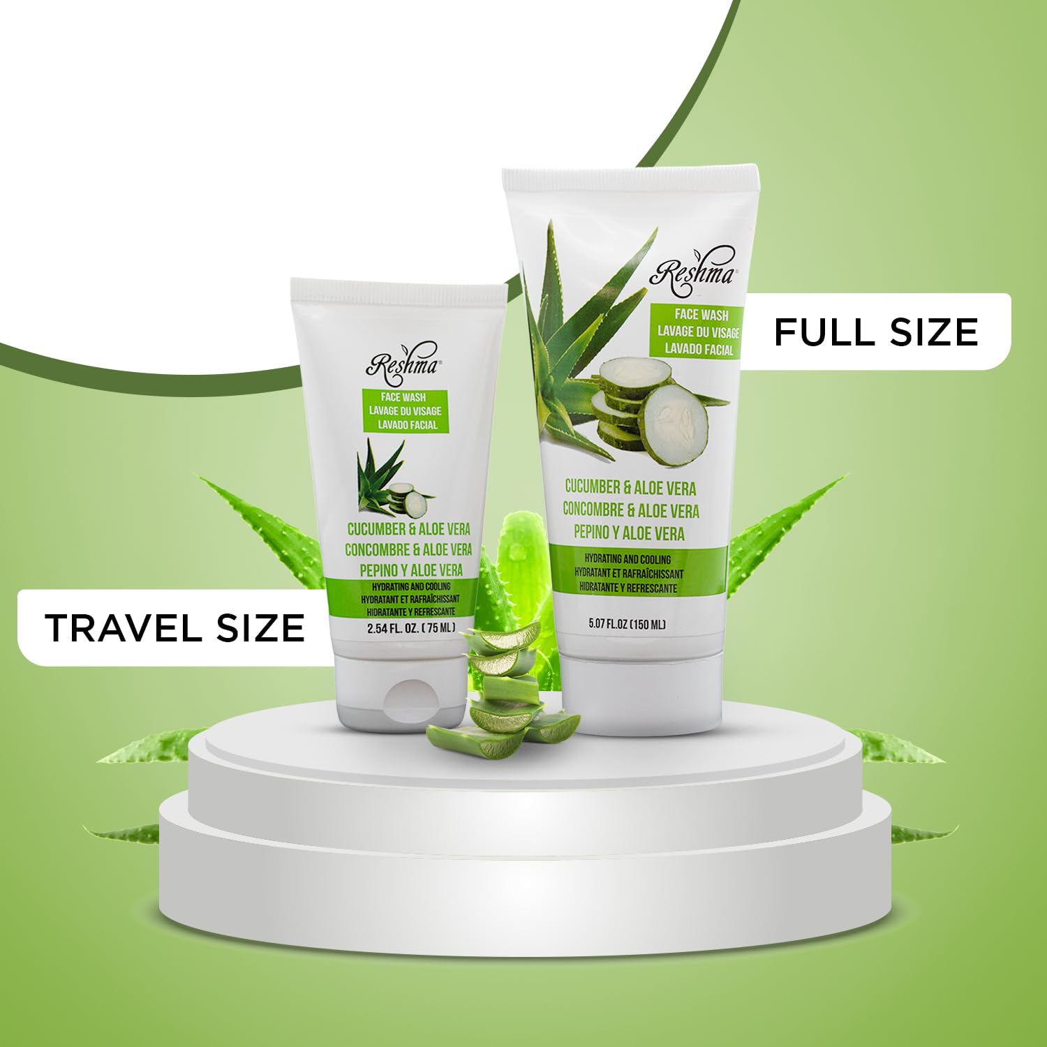 Reshma Beauty Travel Size Cucumber & Aloe Vera Face Wash for All Skin Types Gentle Cleanser for Nourishing, Hydrating & Dull Ski