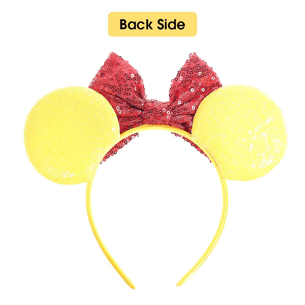 Jiahang Cartoon Mouse Ears Headband, Sequin Bow Hair Band With Bee, Party Decoration Costume Headwear For Teens Girls Women (Bee