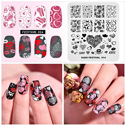 Kads Nail Art Image Stamping Plates Valentine'S Day Love Heart Diy Manicure Template Image Plate For Nail (Fe014)