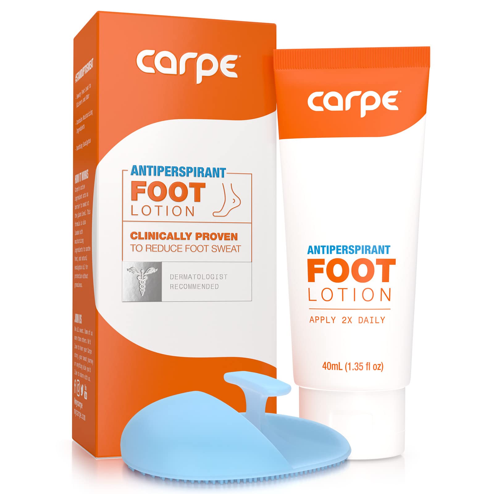 carpe Antiperspirant Foot Lotion WITH APPLIcATOR, A dermatologist-recommended solution to stop sweaty, smelly feet, Helps preven