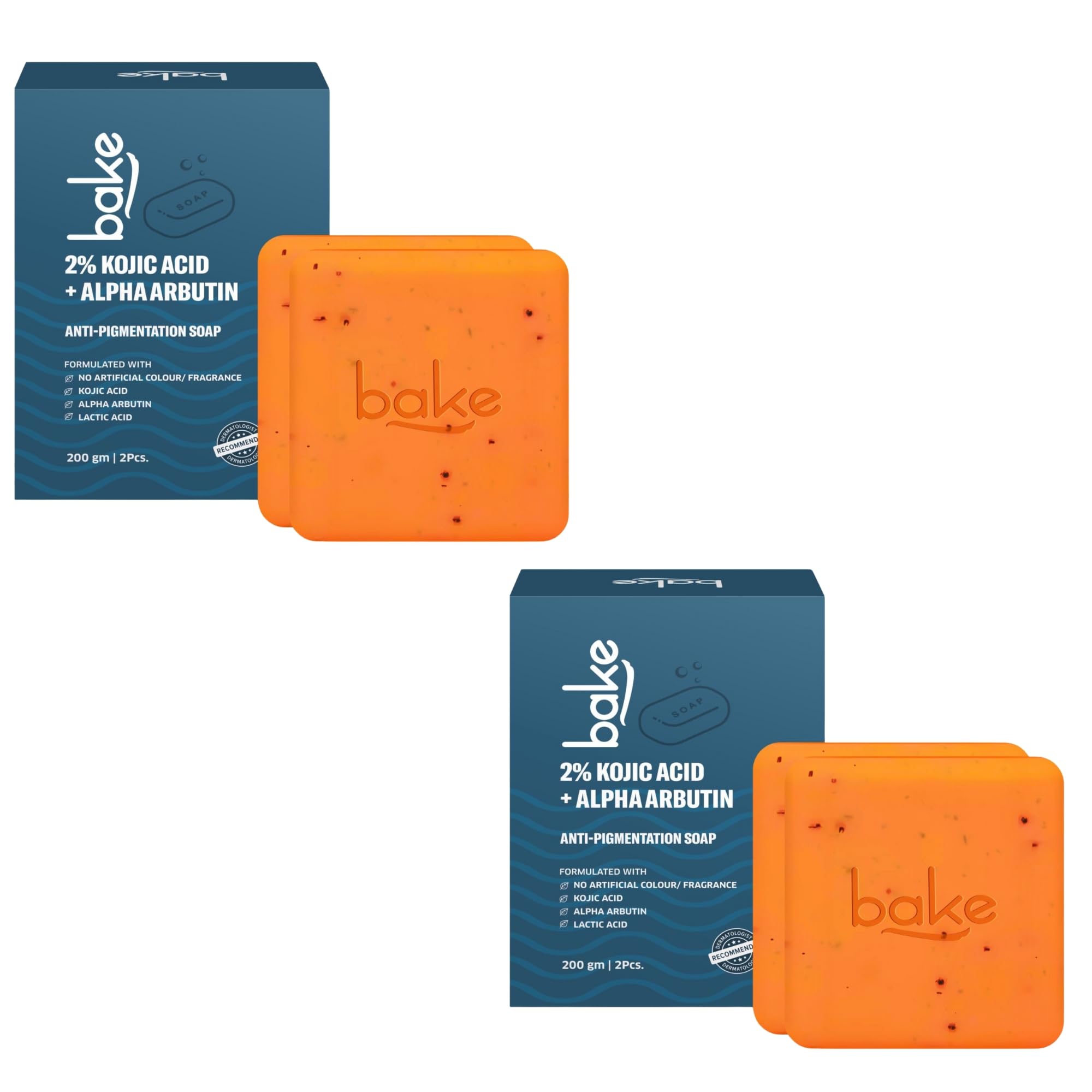 Bake 2% Kojic Acid Scrub Treatment Soap (4 Pcs) With Alpha Arbutin, Lactic Acid & Niacinamide | For Pigmentation, Dark Spots, Ta