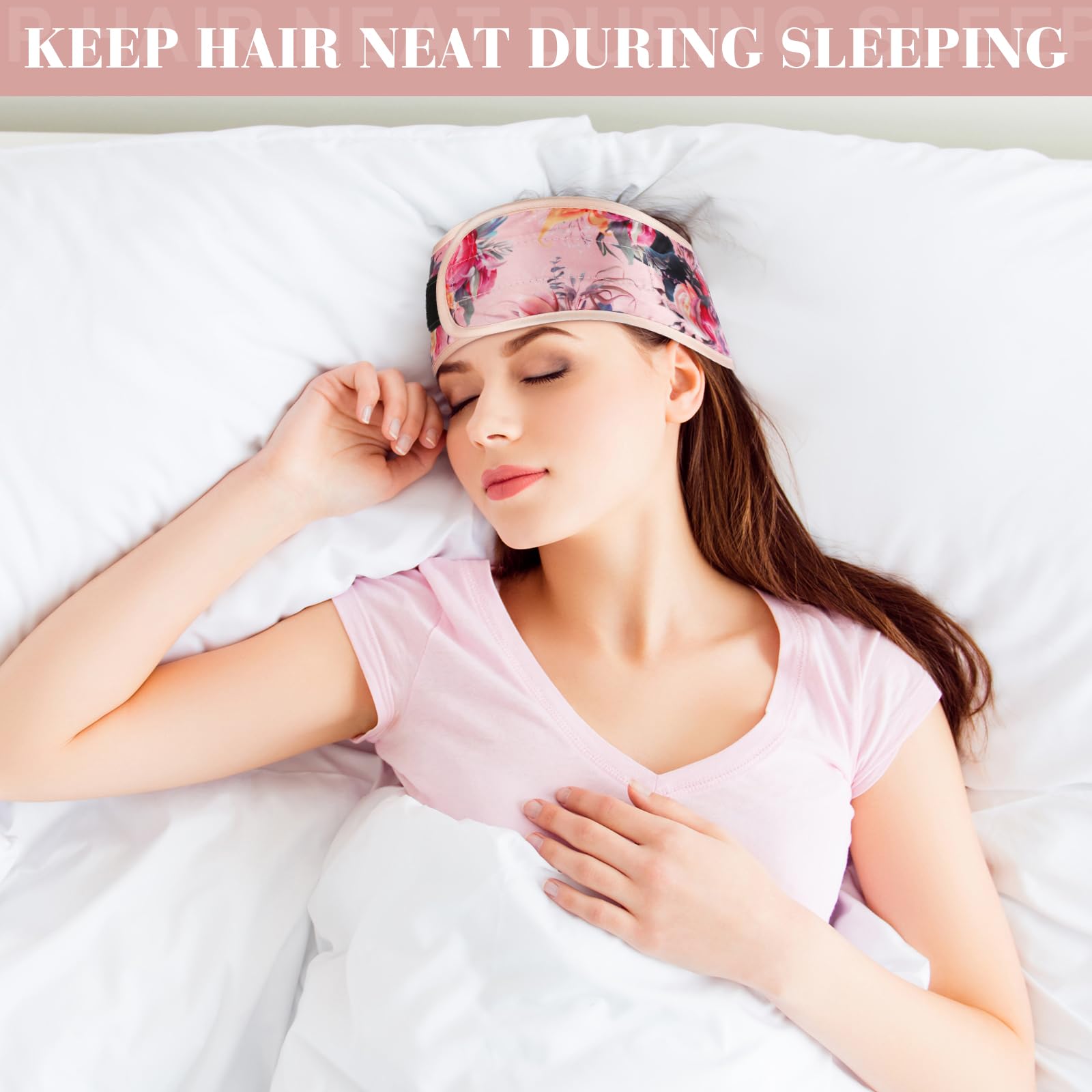 Eurzom 6 Pieces Satin Head Wrap Adjustable Hair Wraps for Sleeping Nonslip Satin Sleeper Hair Headbands for Women Night