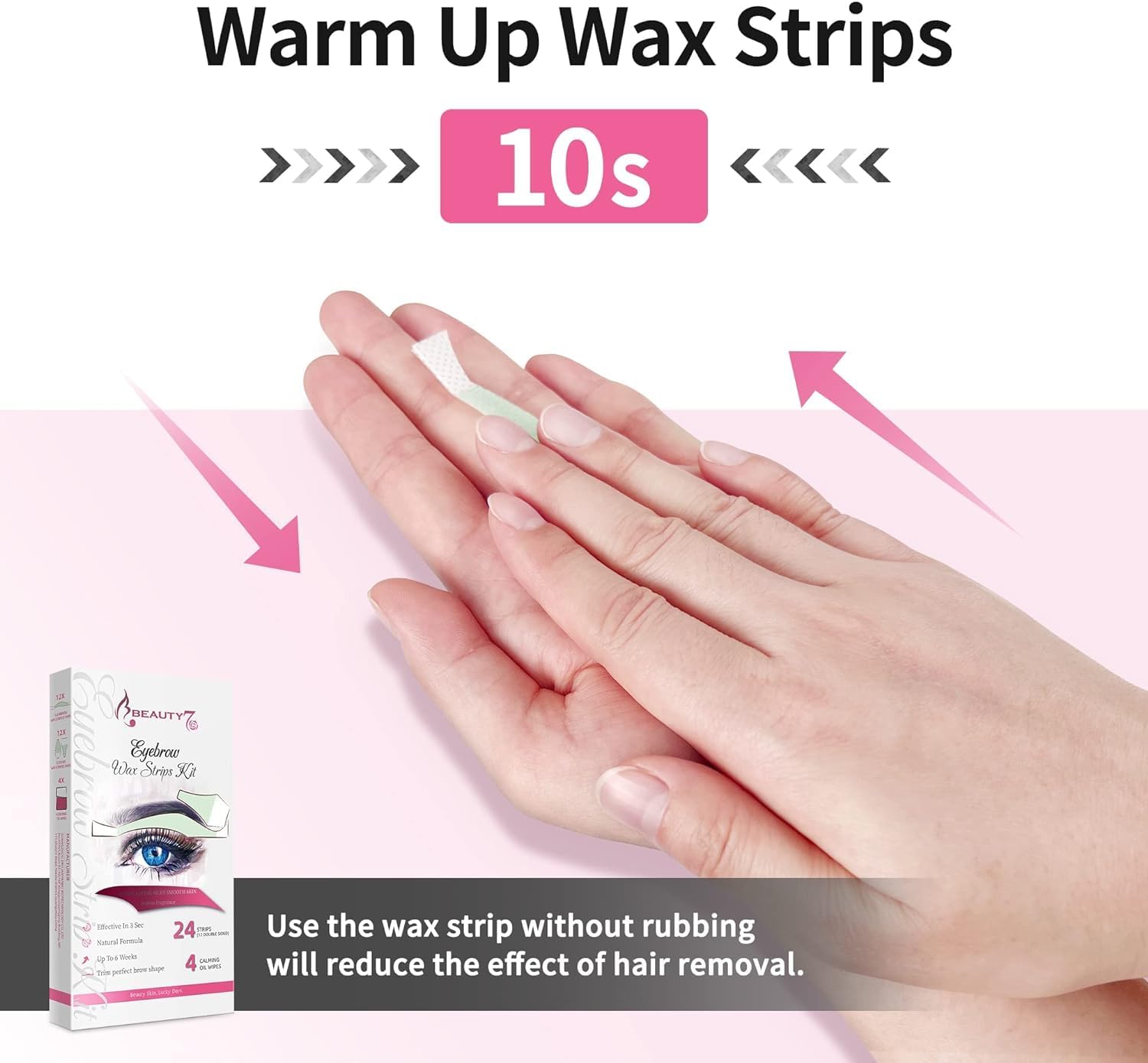 Beauty7 Facial Wax Strips Hair Removal Eyebrow Wax Strips Kit Eyebrow Shaper At Home Waxing 24 Strips 4 Calming Oil Wipes For Se