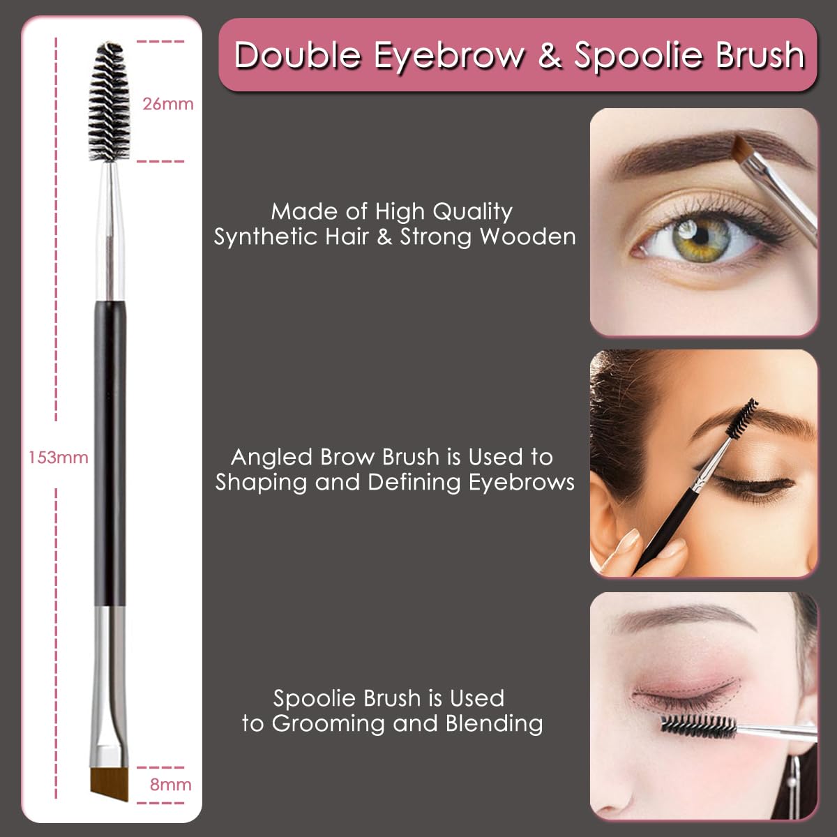 KINGMAS 5pcs Eye Makeup Tools Set - Eyebrow Brush, Eyeliner Brush, Lash Separator, Comb, Spoolie - Plastic, A Variant, Model E-JM7719