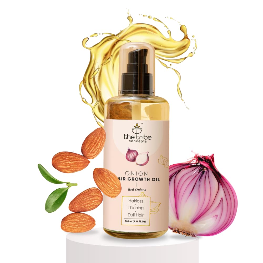 The Tribe Concepts Onion Hair Oil For Hair Growth & Hair Fall Control With Almond And Coconut Oil, 100 Ml, Pack Of 1