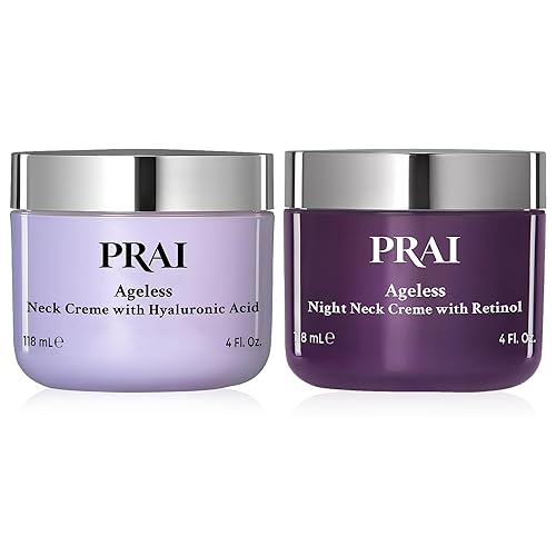 PRAI Beauty Ageless Day and Night Neck Creme Set | 1 Throat & Decolletage Day Creme and 1 Throat & Decolletage Night Creme | Ski