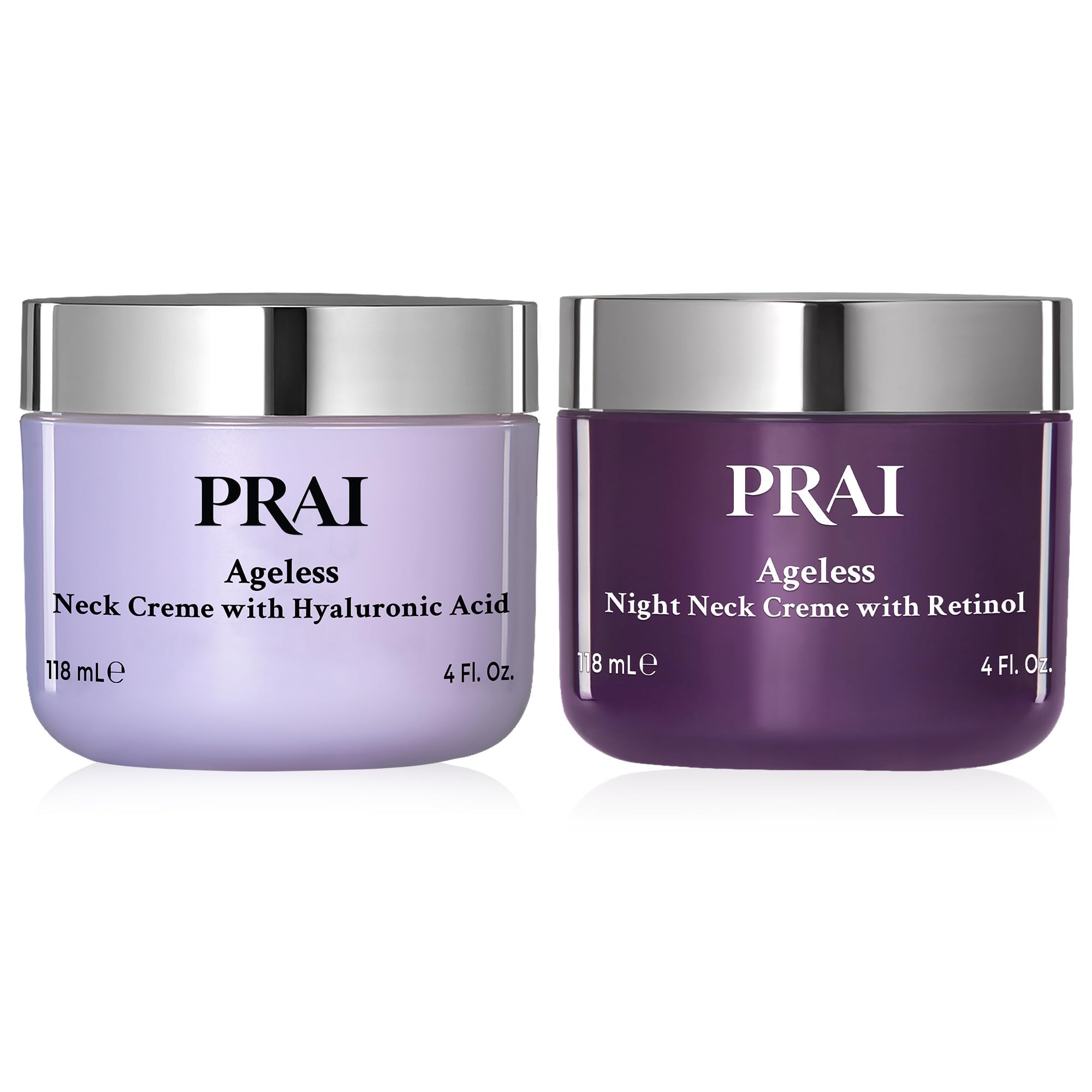 PRAI Beauty Ageless Day and Night Neck Creme Set | 1 Throat & Decolletage Day Creme and 1 Throat & Decolletage Night Creme | Ski