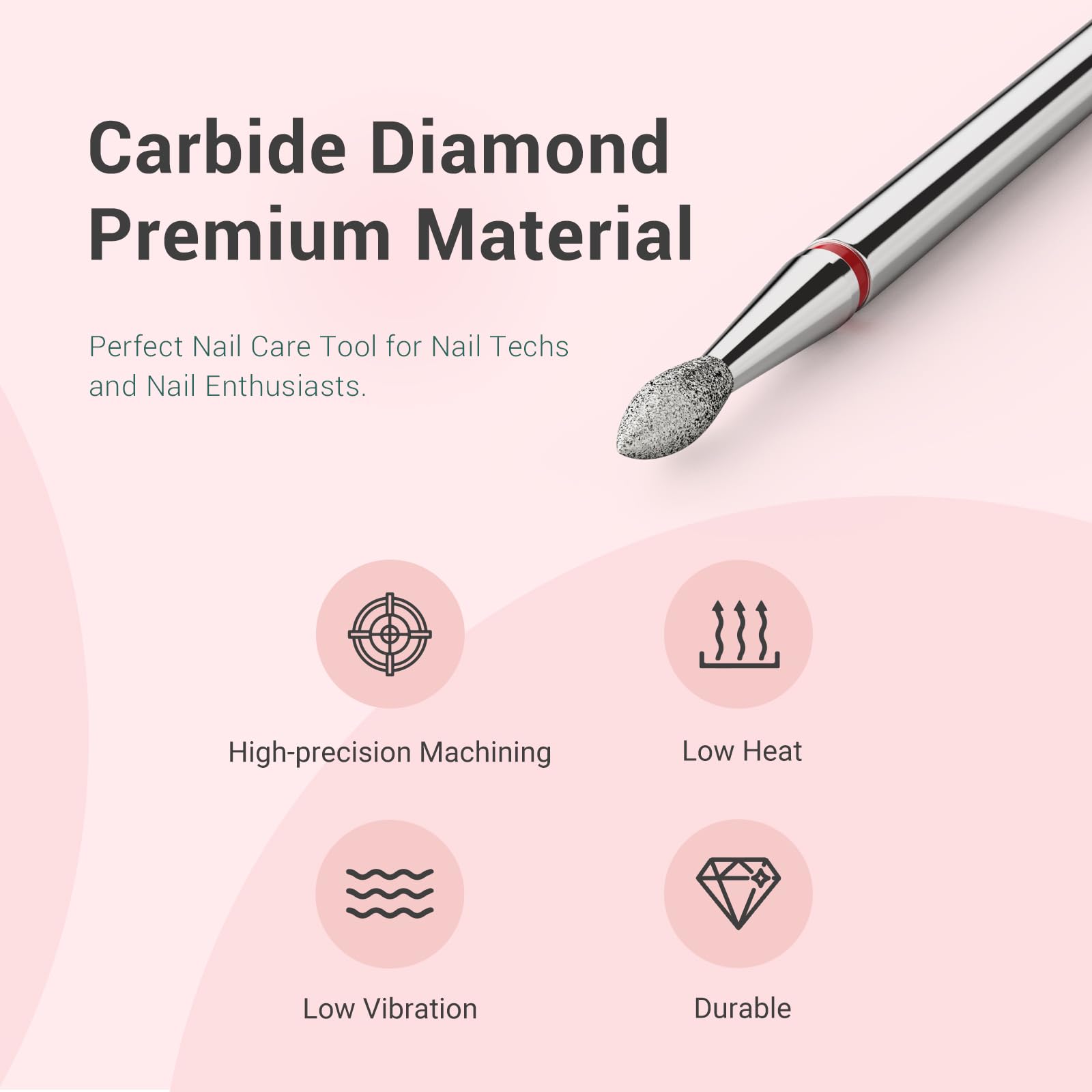 Melodysusie 2.1Mm Nib Shape Cuticle Clean Nail Drill Bit 3/32 ' ', Professional Safety Carbide Diamond Under Nail Cleaner For Cu