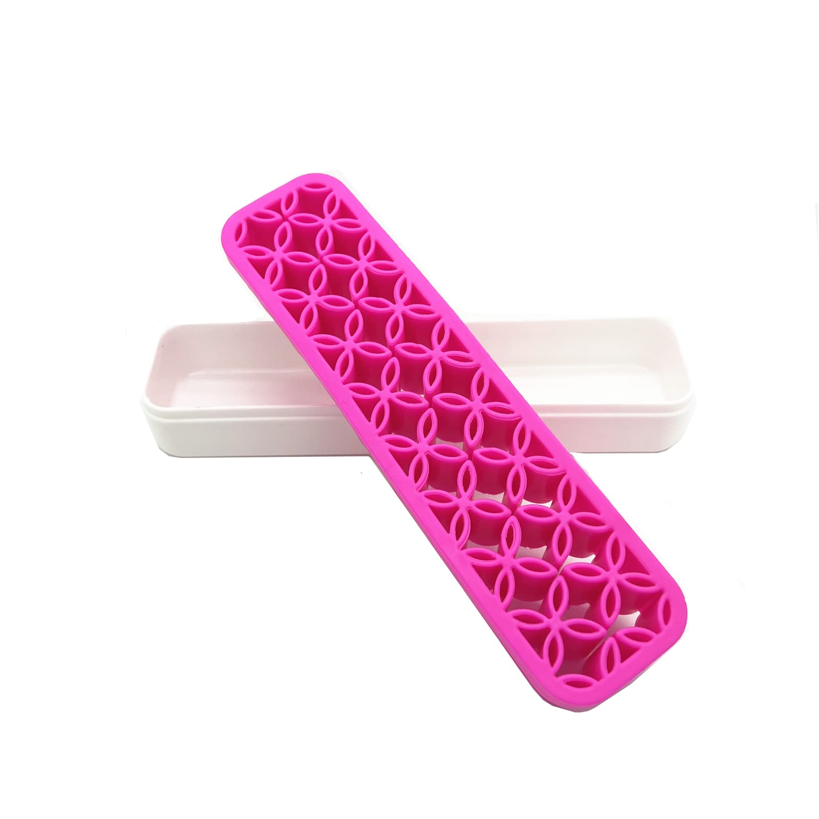 TANG SONG 2 PCS Rectangle Silicone Make up Brush Holder Cosmetic Storage Box Desktop Organizers (Pink)
