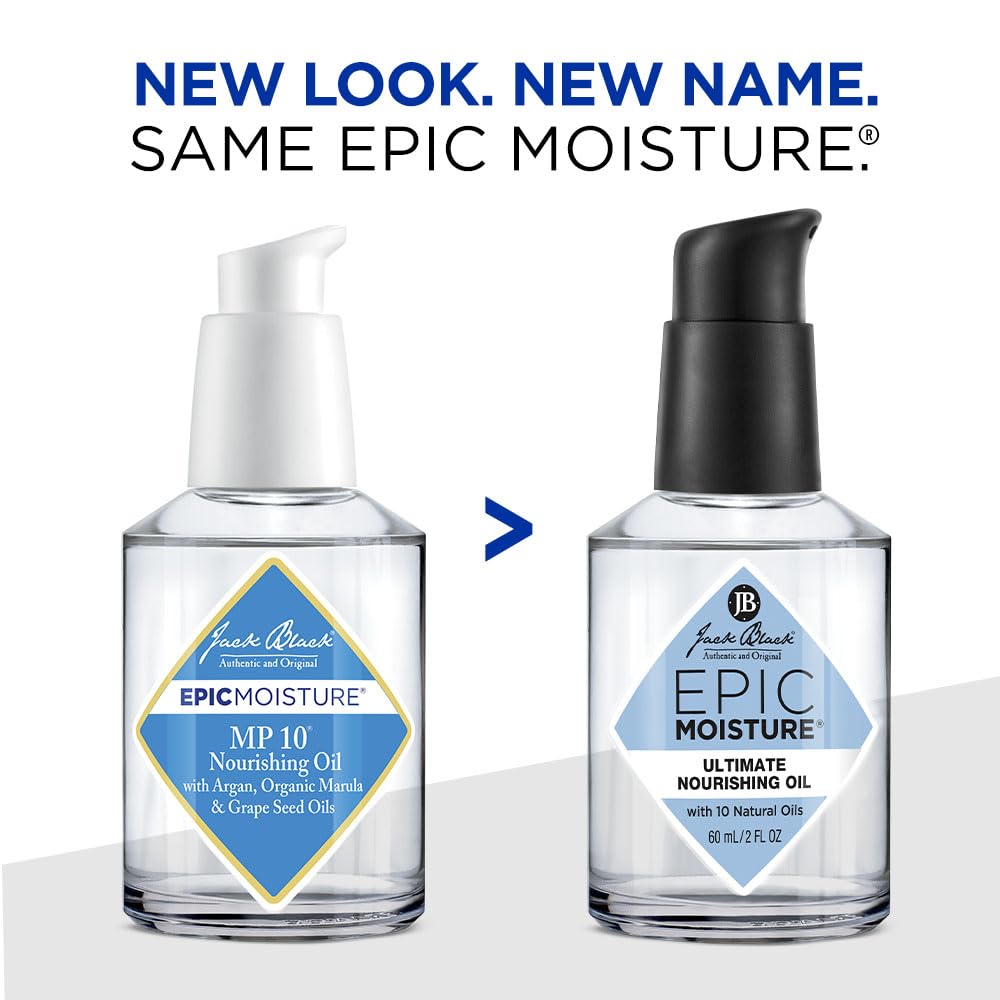 Jack Black Epic Moisture Ultimate MP10 Nourishing Oil, 2 Fl Oz - Multi-Purpose Moisturizing Body Oil and Beard Oil with 10 Natur
