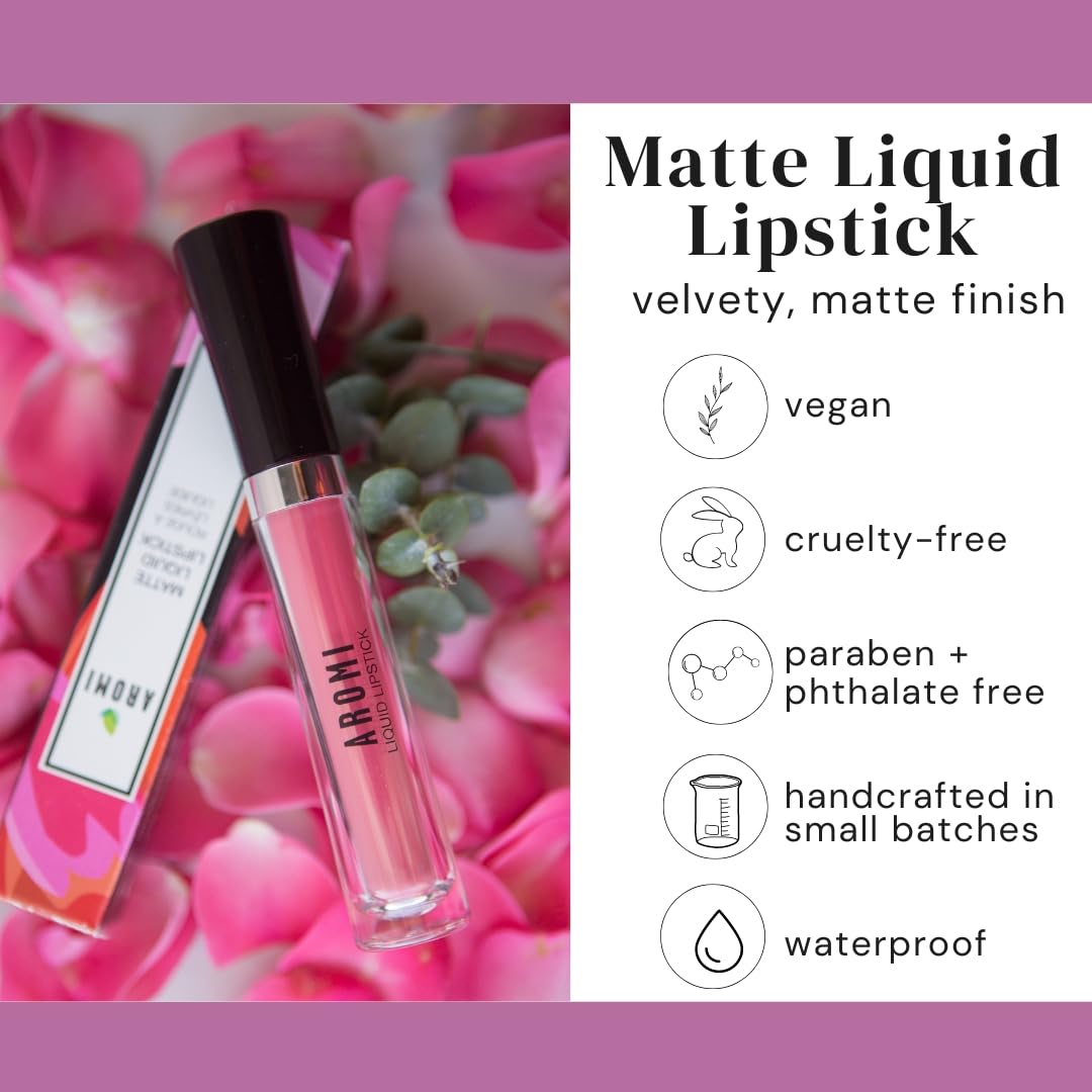 Aromi Matte Liquid Lipstick | Mango Coral Lip Color, Vegan, Cruelty-Free, Long-Lasting, Kiss And Smear Proof, Handmade (Mango Ta
